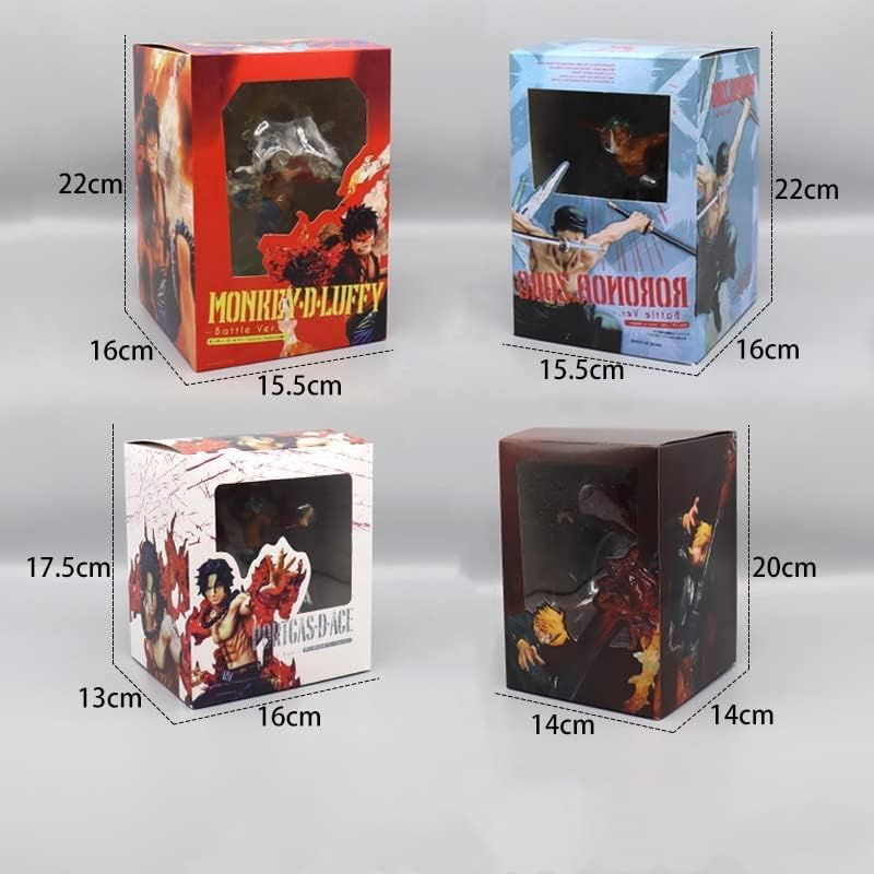 REOZIGN One Piece Ruffy Sanji Zoro Ace Anime Figure, 16Cm Battle Flame Figure Decoration Ornaments Collectibles Toy Animations Character Model (Zoro)