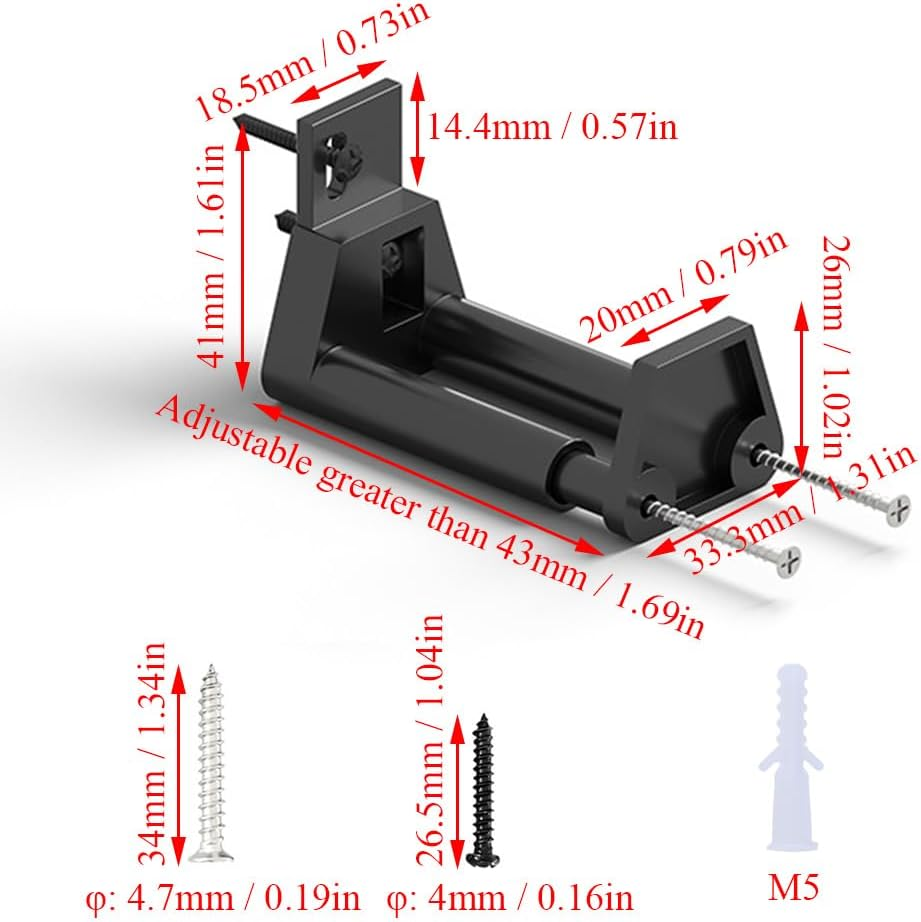 2 Pack Barn Door Guides, Adjustable Sliding Barn Door Floor Guide Wall Mounted Plastic Door Floor Guard with Screws - Black image number 5