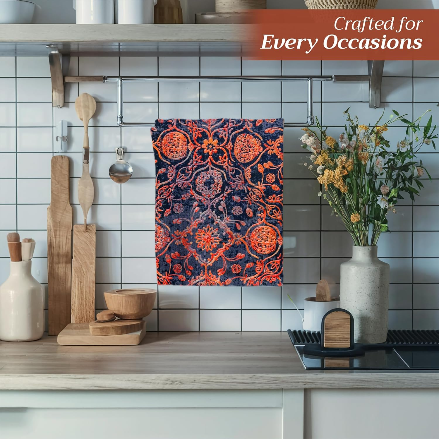 Maison D'Hermine Kitchen Towels Set of 3 100% Cotton 27.50" X 20" Reusable Cloth Tea Dish Towels Absorbent with Hanging Loop for Kitchen, Home, Dining, Cocktail Parties (Imperfection) image number 3