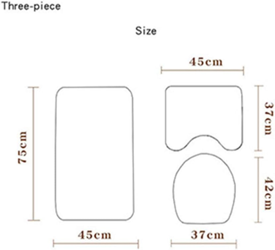 3 Pieces Polyester Non Slip Bathroom Mat Sets Bath Mat + Pedestal Mat + Toilet Seat Cover Mat, Morbuy Home Decor - Floral Print (Blue)