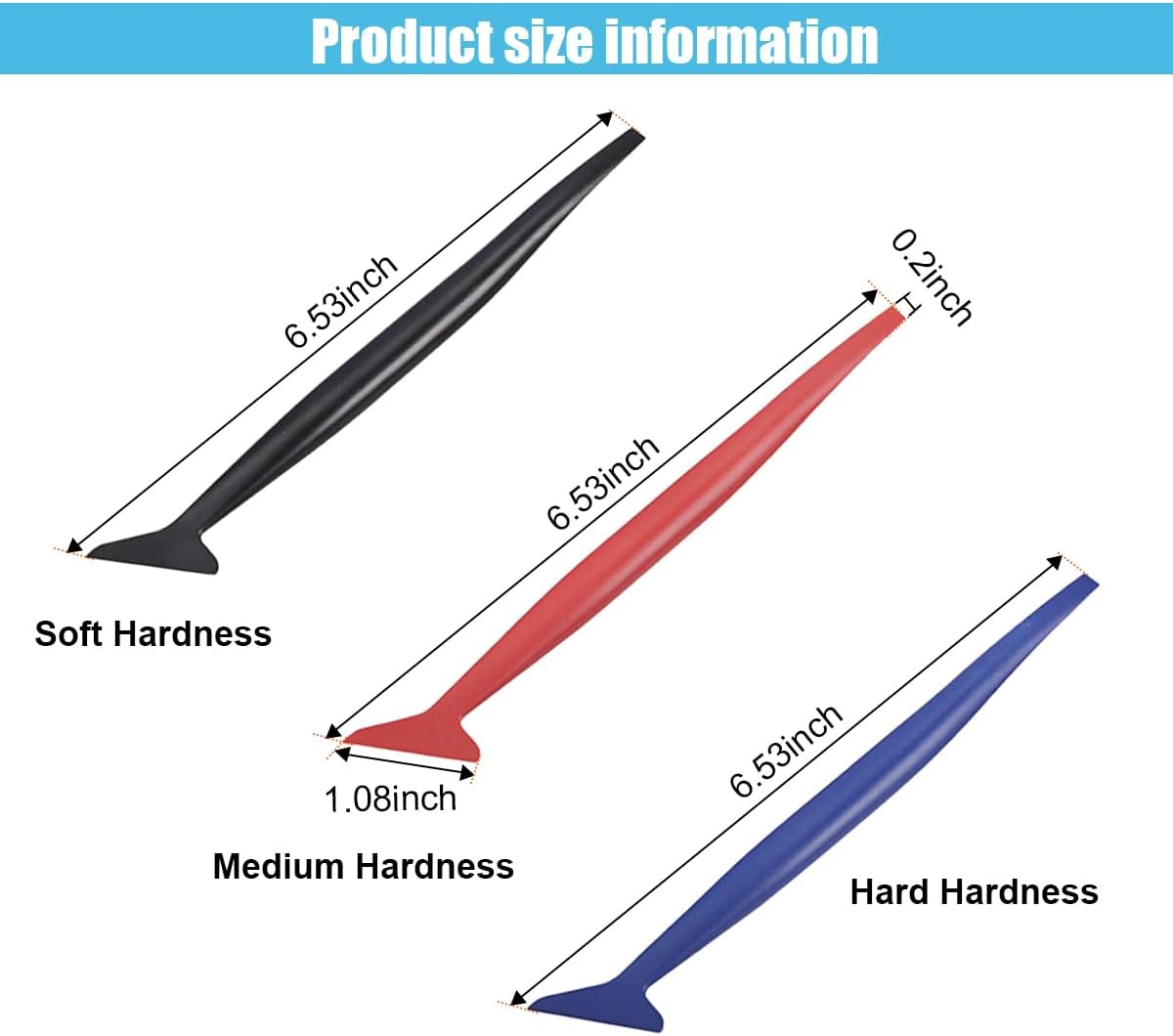 GLSOWEE 3PCS Car Micro Squeegee Curves Slot Tint Tool Set, Auto Vinyl Wrap Tool Kit, 3 in 1 Flexible Vinyl Applicator Tool with Different Hardness for Car Wrapping, Window Tinting image number 1