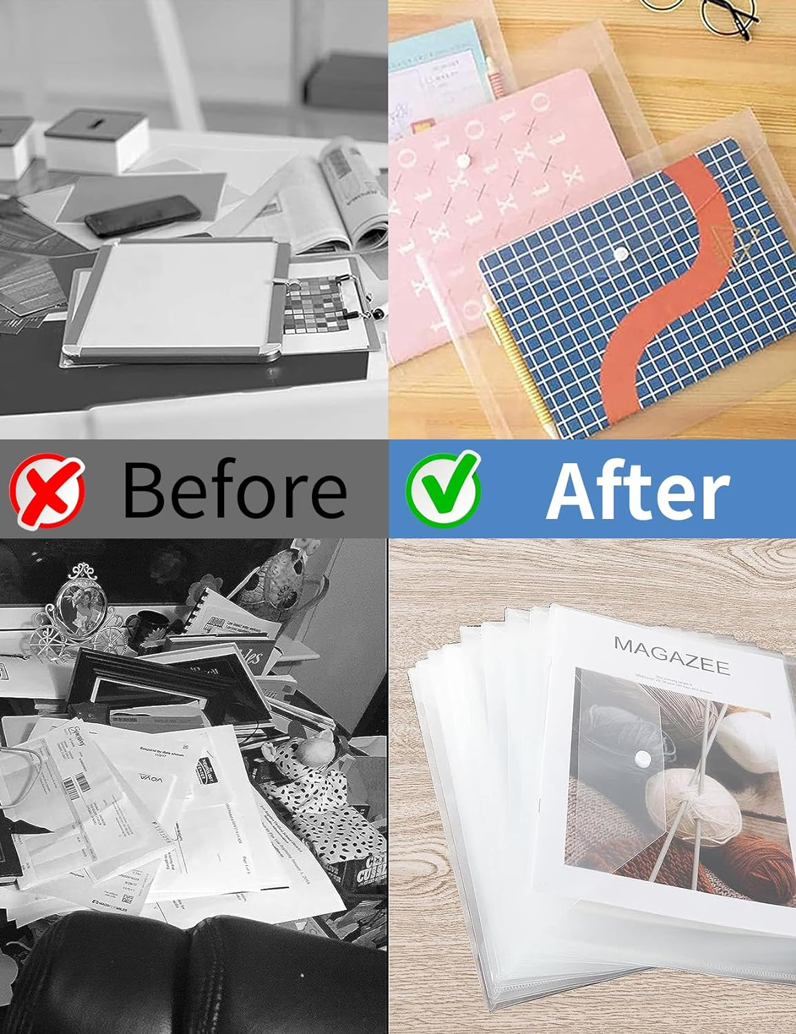 40 Pcs A4 Document Envelope Folders, Clear Letter Size Folders, Snap Closure File Bags, Waterproof Plastic Document Stationery, Envelope Document Organizers Folder for School Home Office Supplies (40) image number 2