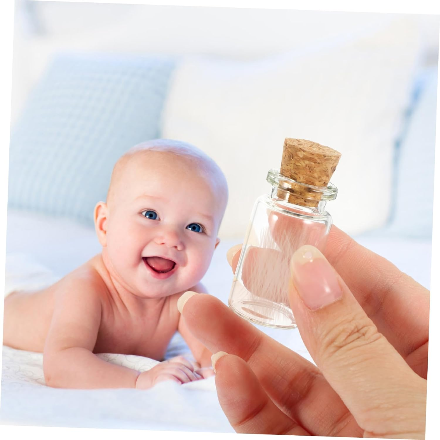 Baby Fetal Hair Box and Kids Teeth Keepsake Organizer Set 3 Glass Bottles Sticker Newborn Tooth Storage Holder for Baby Hair and Random Style image number 5