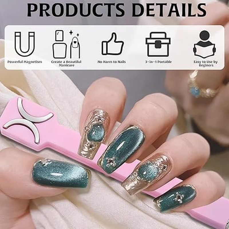 SYGELER Nail Magnet,3 in 1 Multifunctional Cat Eye Gel Nail Polish Magnet for Nail Art, Nails Magnet Strong Suction for Home DIY, Salonsalon image number 1