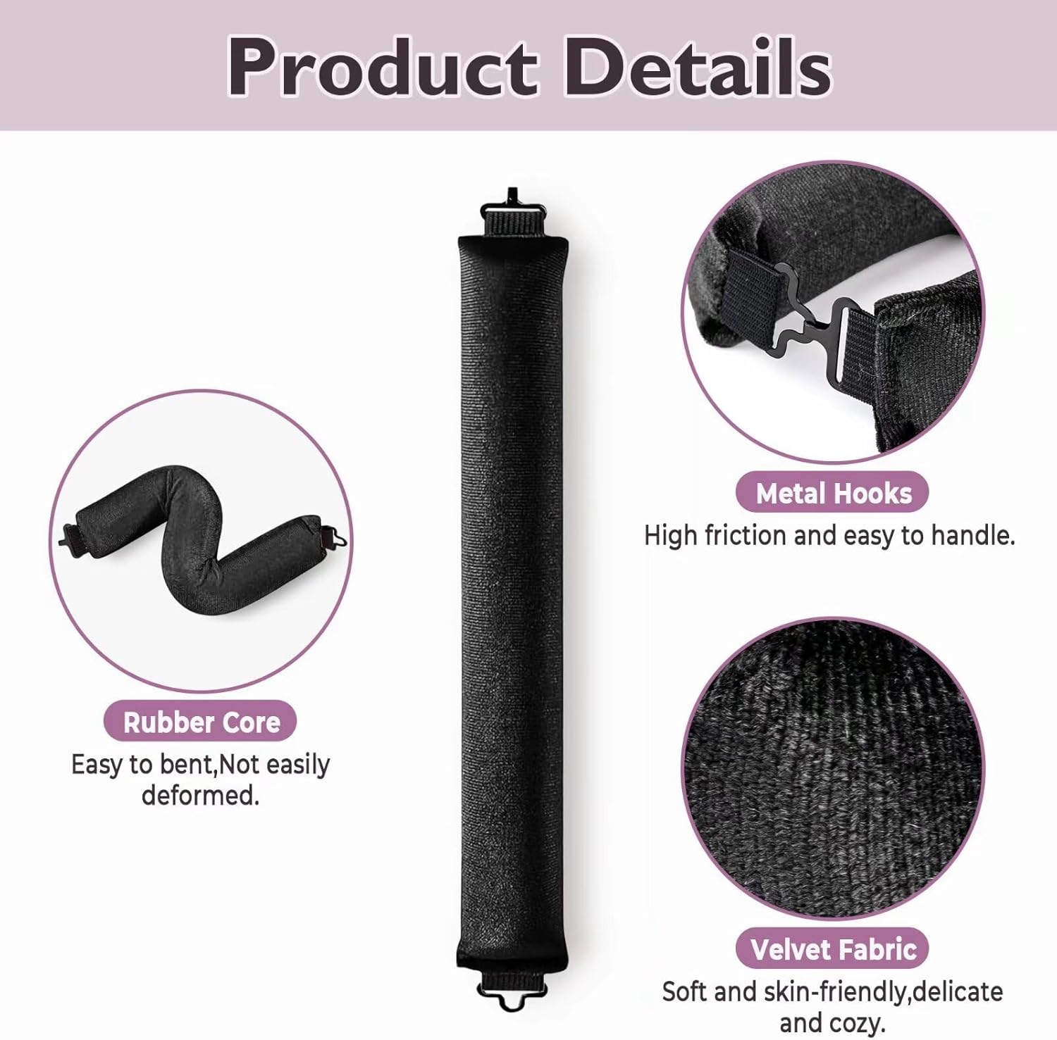 Overnight Hair Curlers Heatless Curls - 6 Pcs No Heat Blowout Curling Rods to Sleep in with Satin Hair Scarf image number 5