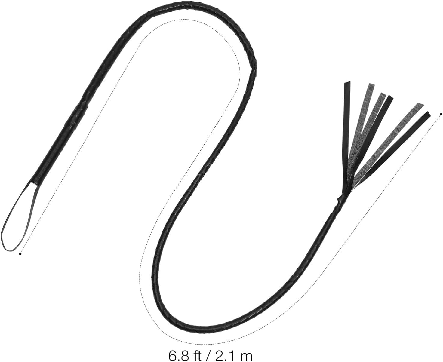 210Cm Horse Riding Crop，Handle Flogger Whip Tickler Role Play Prop Hen Party Accessories - Black image number 2