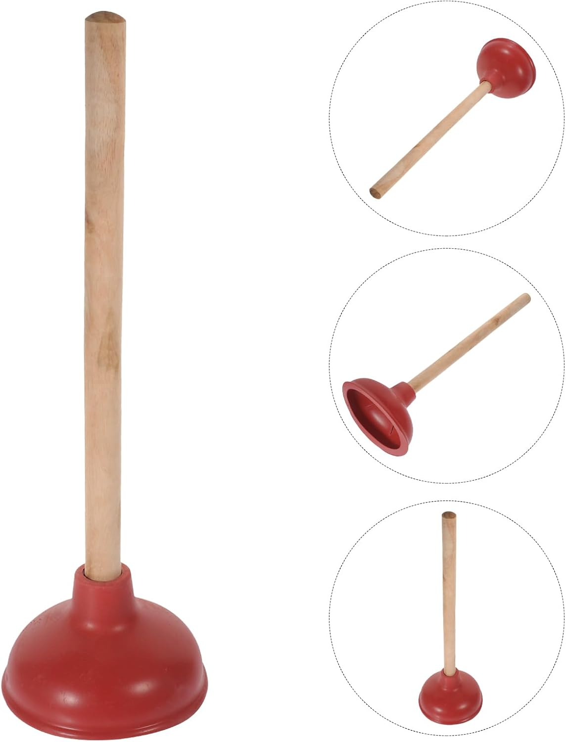 Gadpiparty Sink or Toilet Plunger Rubber Force Cup with Wooden Handle Heavy Duty Toilet Plunger for Toilet, Bathroom,Sink image number 2