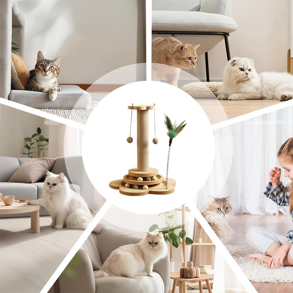 TOMVAES Plantains Cat Scratching Post, Sisal Cat Scratches Trees, Hanging Ball Toys, for Indoor Activity, Play, Intelligent Interactive image number 5