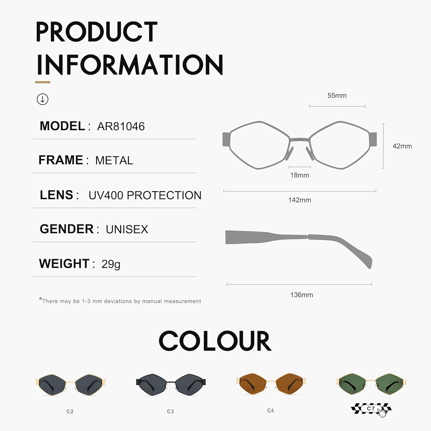 HERJOUR Trendy Retro Hexagon Sunglasses for Women Vintage 90S Classic Designer Sun Glasses Metal Frame Narrow Sunnies AR81046