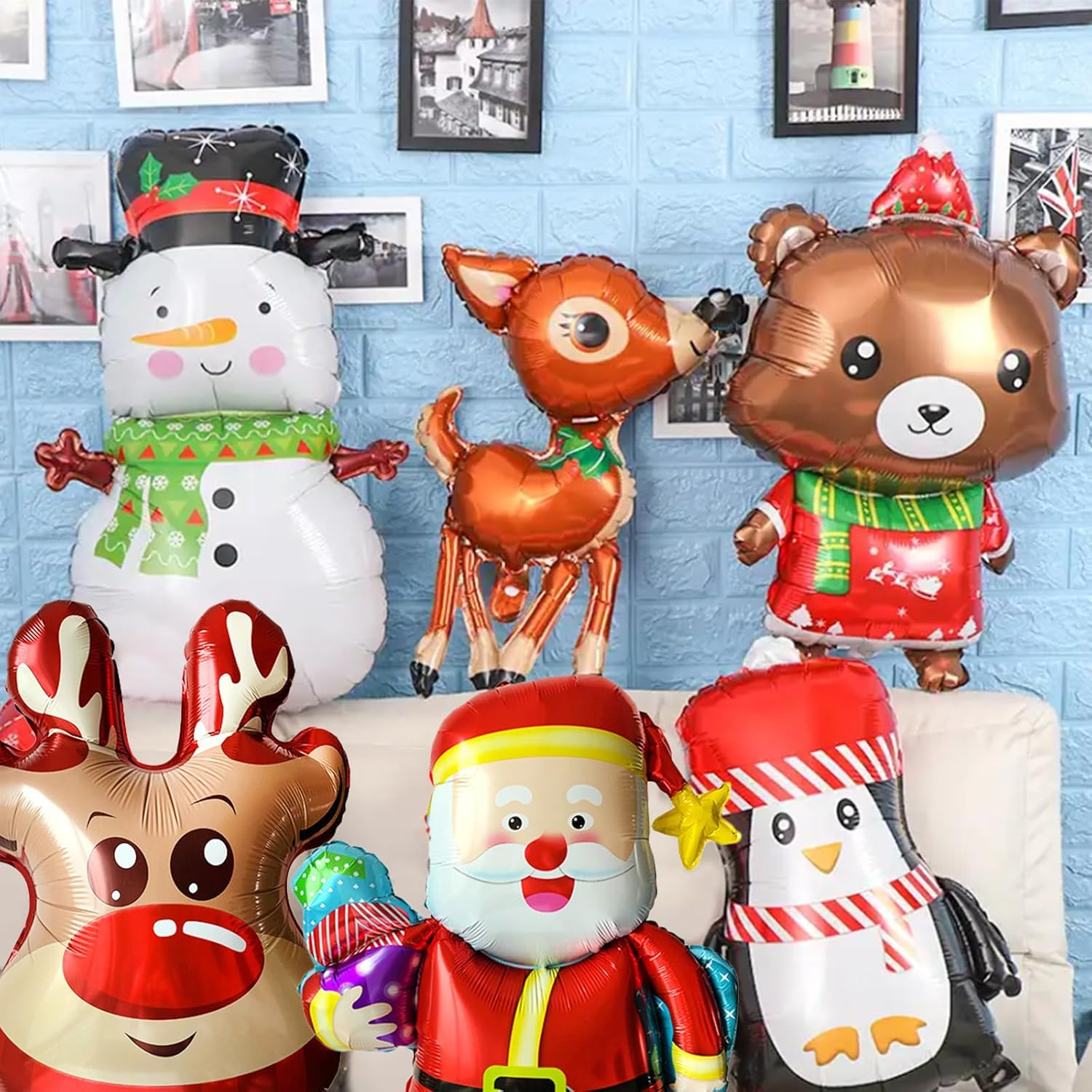 6 Pcs Large Merry Christmas Aluminum Foil Balloons: Santa Claus, Snowman, Elk, Bear - Christmas Decoration, Party Favor image number 4