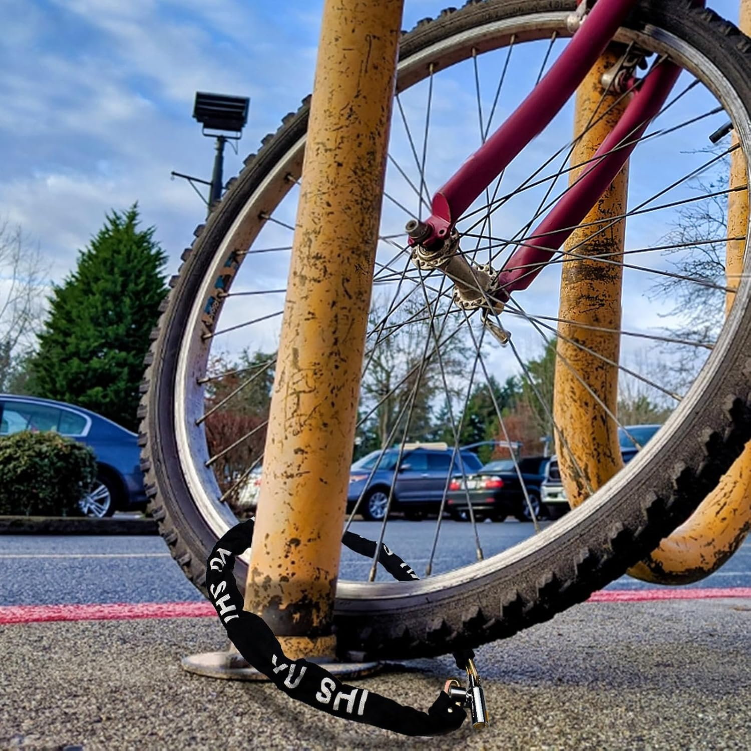 Bike Chain Lock with 2 Keys, 4.26FT Bicycle Locks Heavy Duty anti Theft, Bicycle Chain Locks, Bike Lock Chains for Motorbikes, Trucks, Iron Gates, Trolleys (Black) image number 5