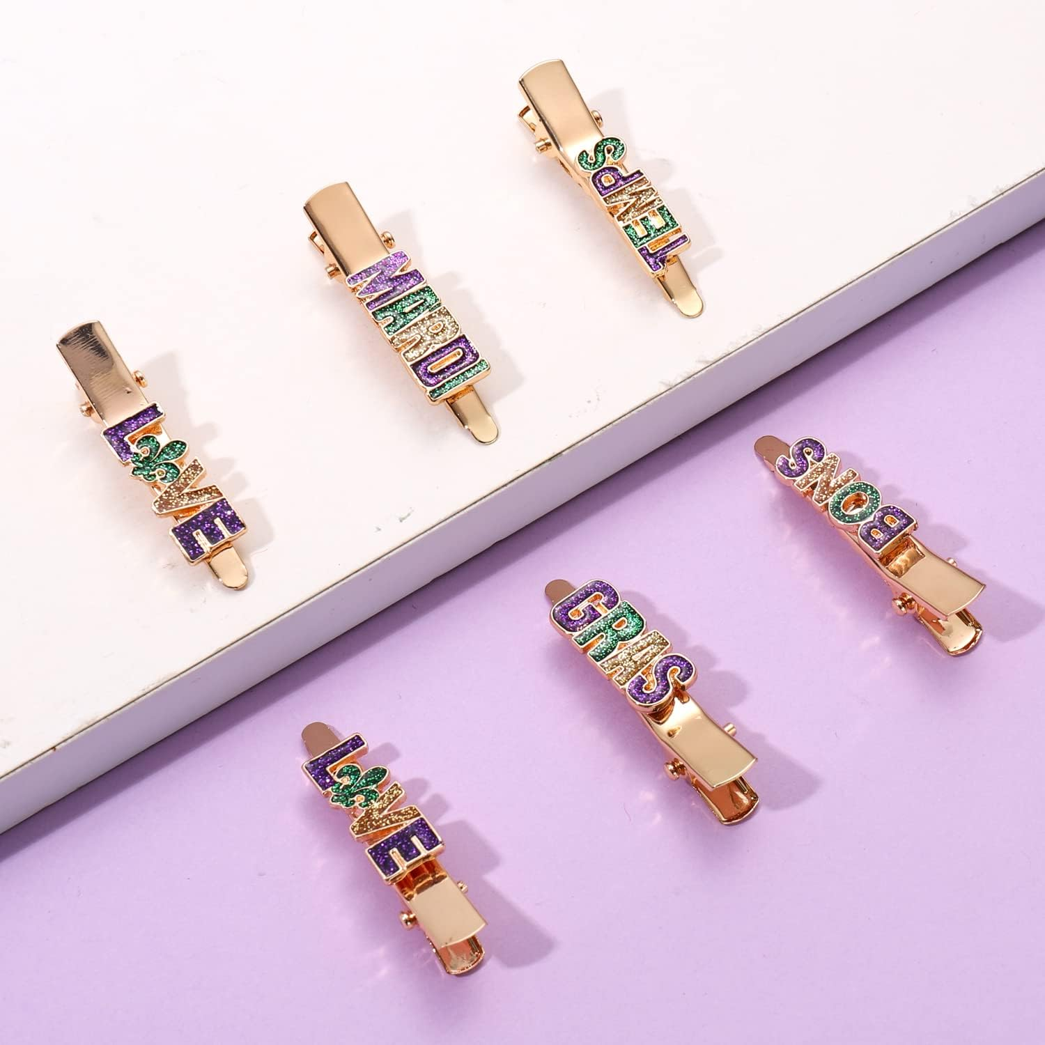 CEALXHENY Mardi Gras Hair Clips for Women (6PCS SET 2) image number 2