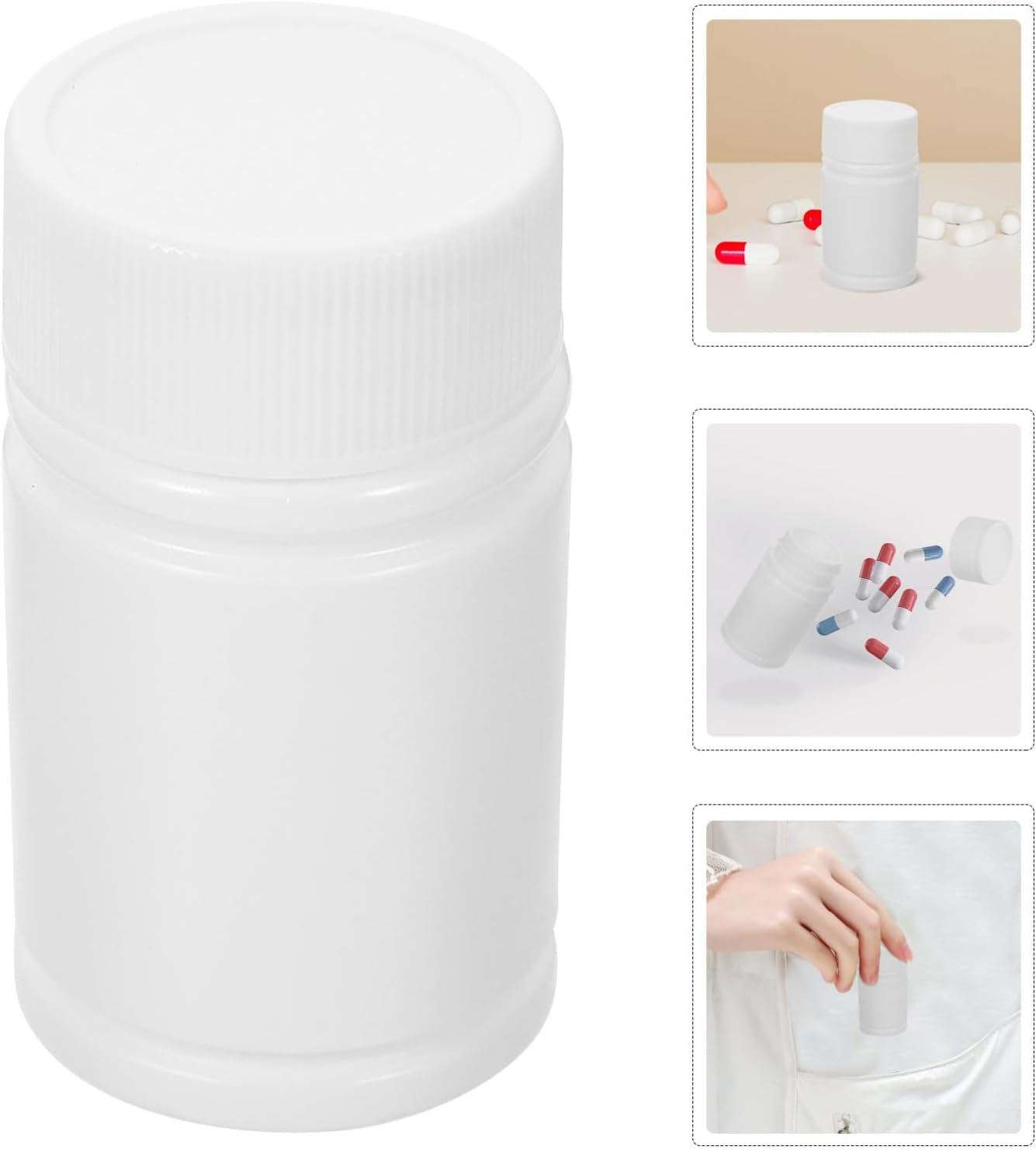 Iplusmile 12Pcs White HDPE Pill Bottles, 20ML Empty Medicine Storage Bottles with Screw Cap, Travel Pill Organizer Vials Tablet Holder Container image number 5