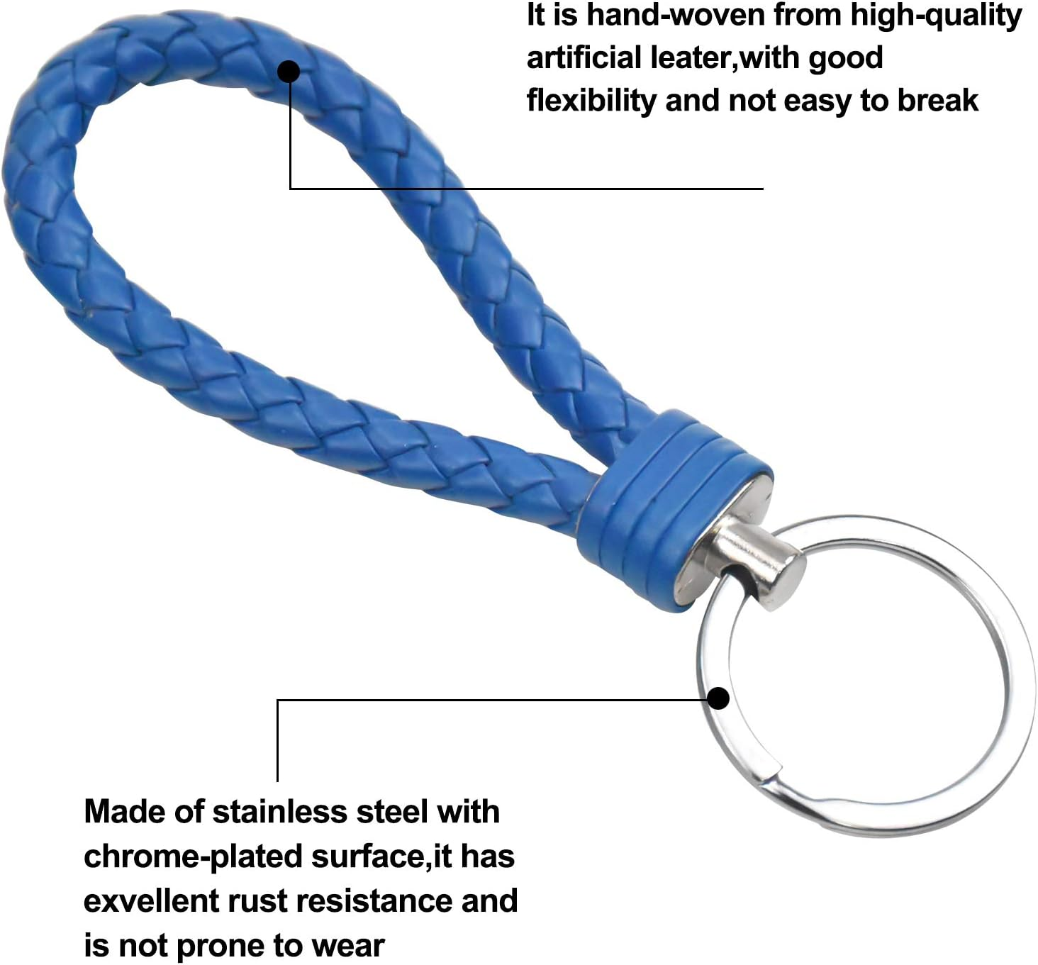 8 PCS Braided Keychain Strap Cord, Universal Key Chains for Key, Keyring Braided Rope Key Holder, Braided Rope Key Chain Ring image number 5