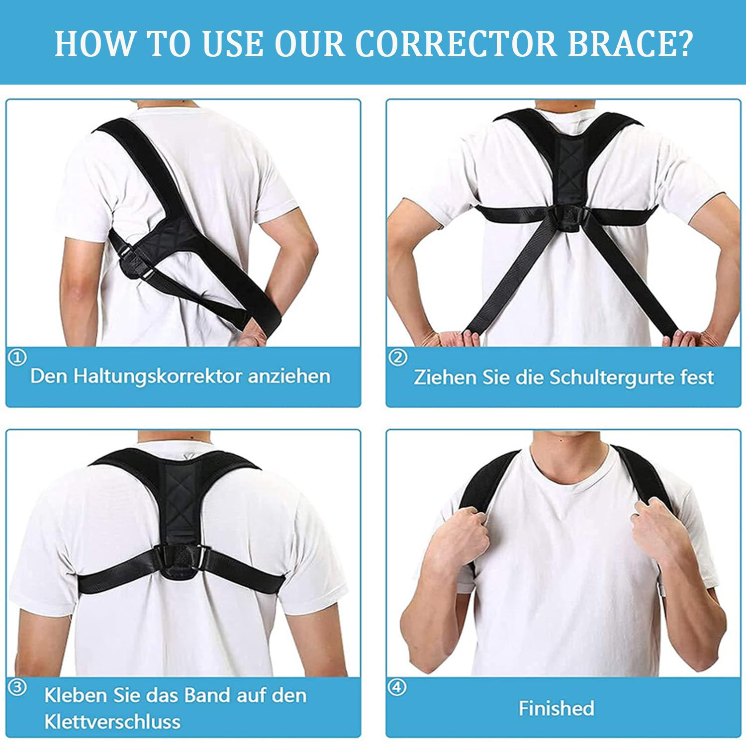 Lxcshljx Back Brace Posture Corrector, Adjustable Breathable Posture Corrector Support Strap, Upper Back Shoulders Straightener Support Belt, Clavicle Supportive Brace for Improve Hunchback Posture(M) image number 4