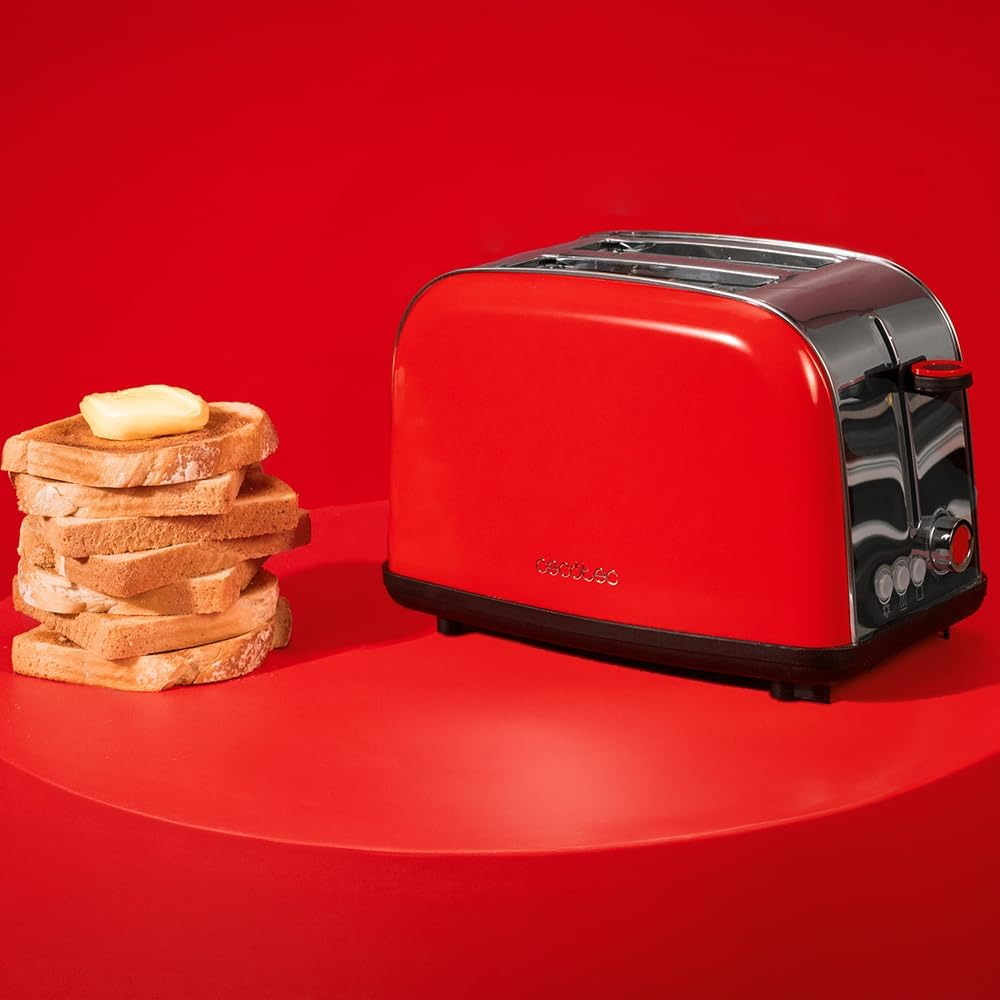 Cecotec Vertical Toaster Toastin' Time 850 Red Lite, 850W, Capacity for 2 Slices of Bread, Wide Slot, Stainless Steel, Preset Functions for Convenience, Customizable Toast Control image number 4