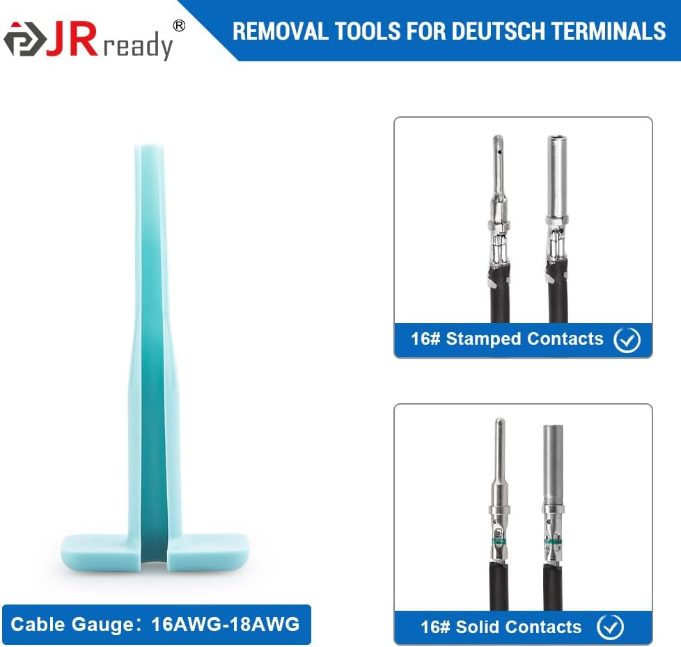 Jrready ST5269-02 Terminal Removal Tool Kit for Deutsch DT Series, 0411-310-1605 Deutsch Connector Tools, Solid Stamped Contacts Pin Extractor Tool Set 2PCS image number 1