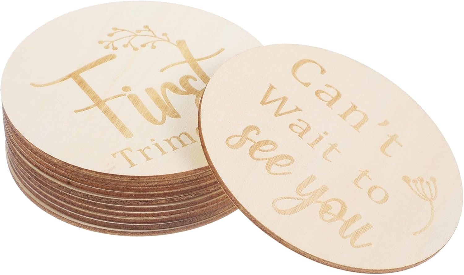 Vaguelly Newborn Weekly Milestone Discs 11Pc Double Sided Pregnancy Journey Sign Cards Dec image number 2