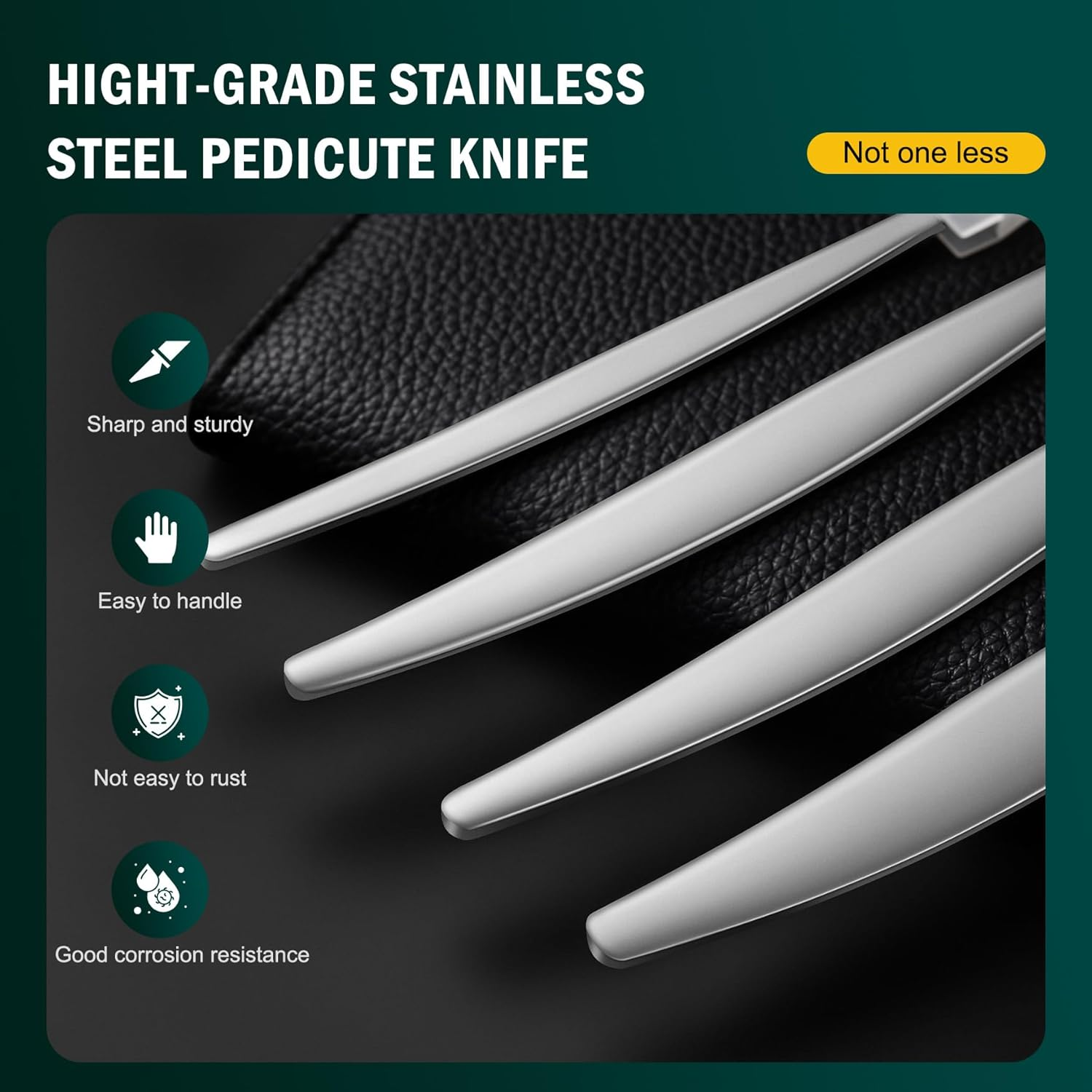 FVION Professional Pedicure Knife Set, 4PCS Ingrown Toenail Removal Blades Kit, Stainless Steel Callus Shaver Foot Blades - Silver image number 2