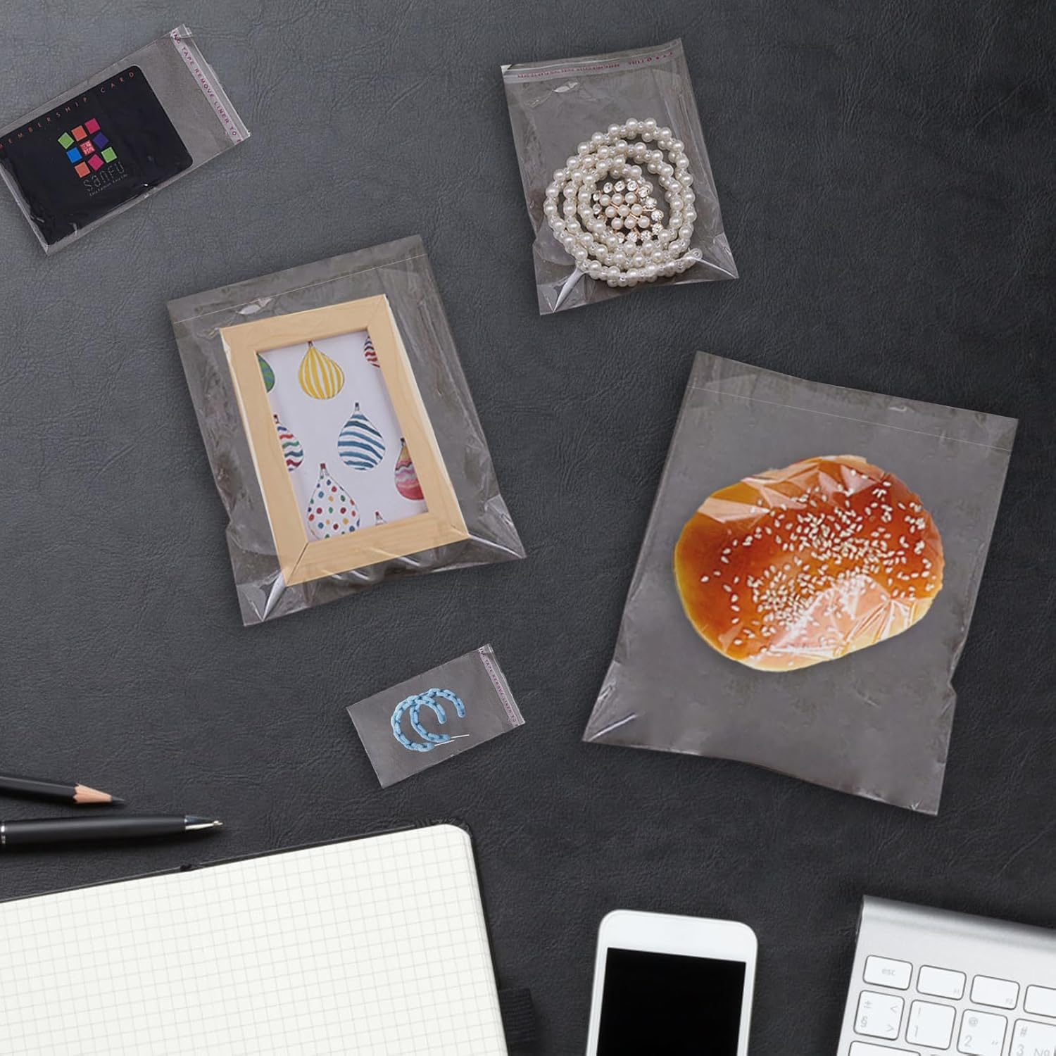 Aubeco 240Pcs Small Cellophane Bags 2X3, Clear Bags, Self Sealing Cookie Bags, Resealable Individual Treat Bags for Packaging Cookies, Candy, Gifts image number 3