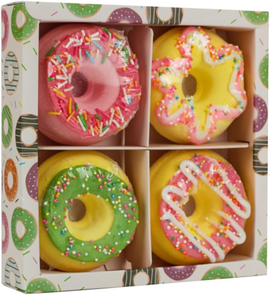 TOVINANNA Doughnut Shape Set 4Pcs 100G Moisturizing Sea Salt Balls Spa Relaxation for Boys and Girls and Adults Assorted Styles Random Style
