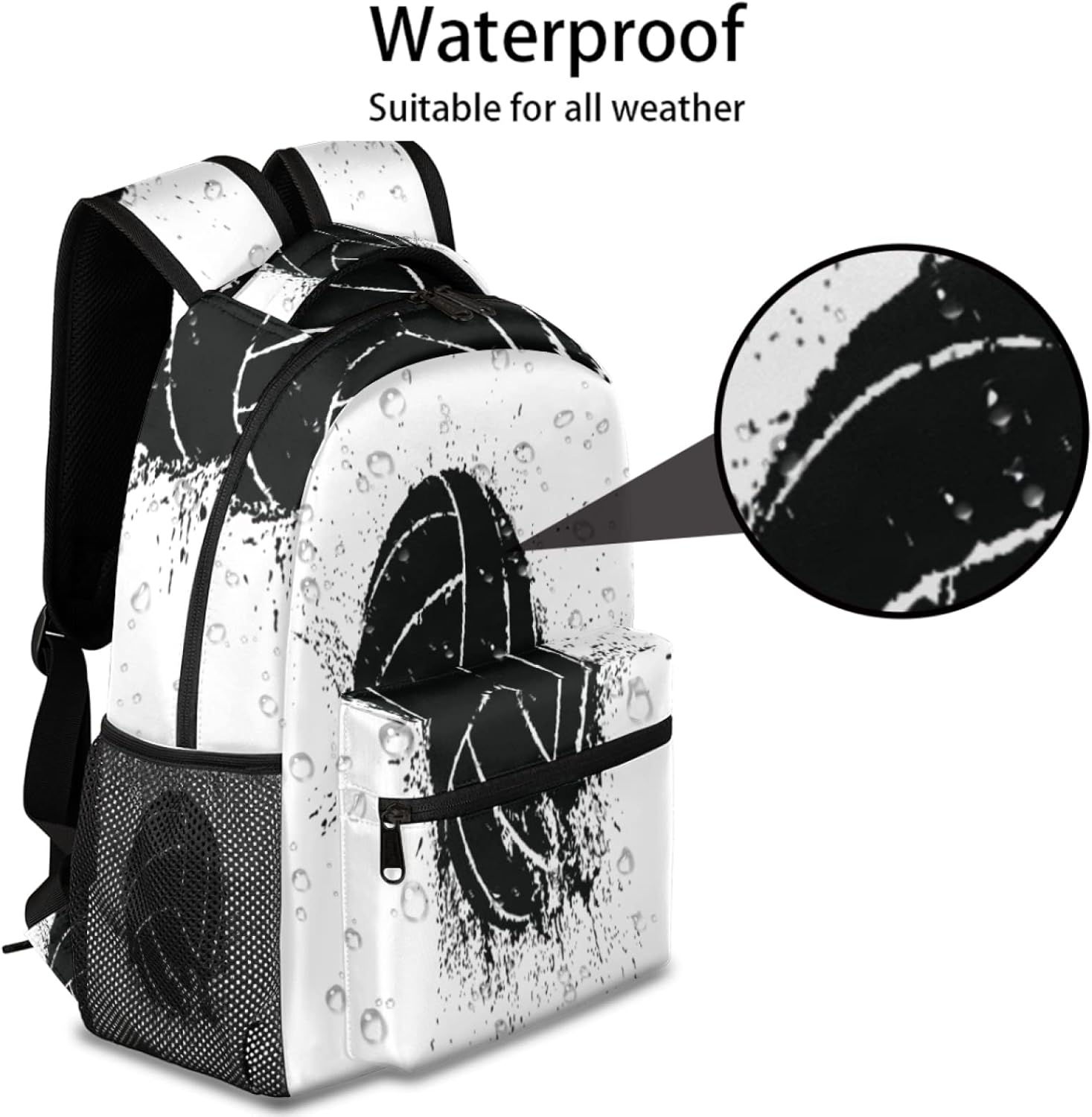 Tropicallife Volleyball Pattern Backpack Lightweight Waterproof Travel Rucksack Ball Movement Stylish Backpack for Man Women image number 3
