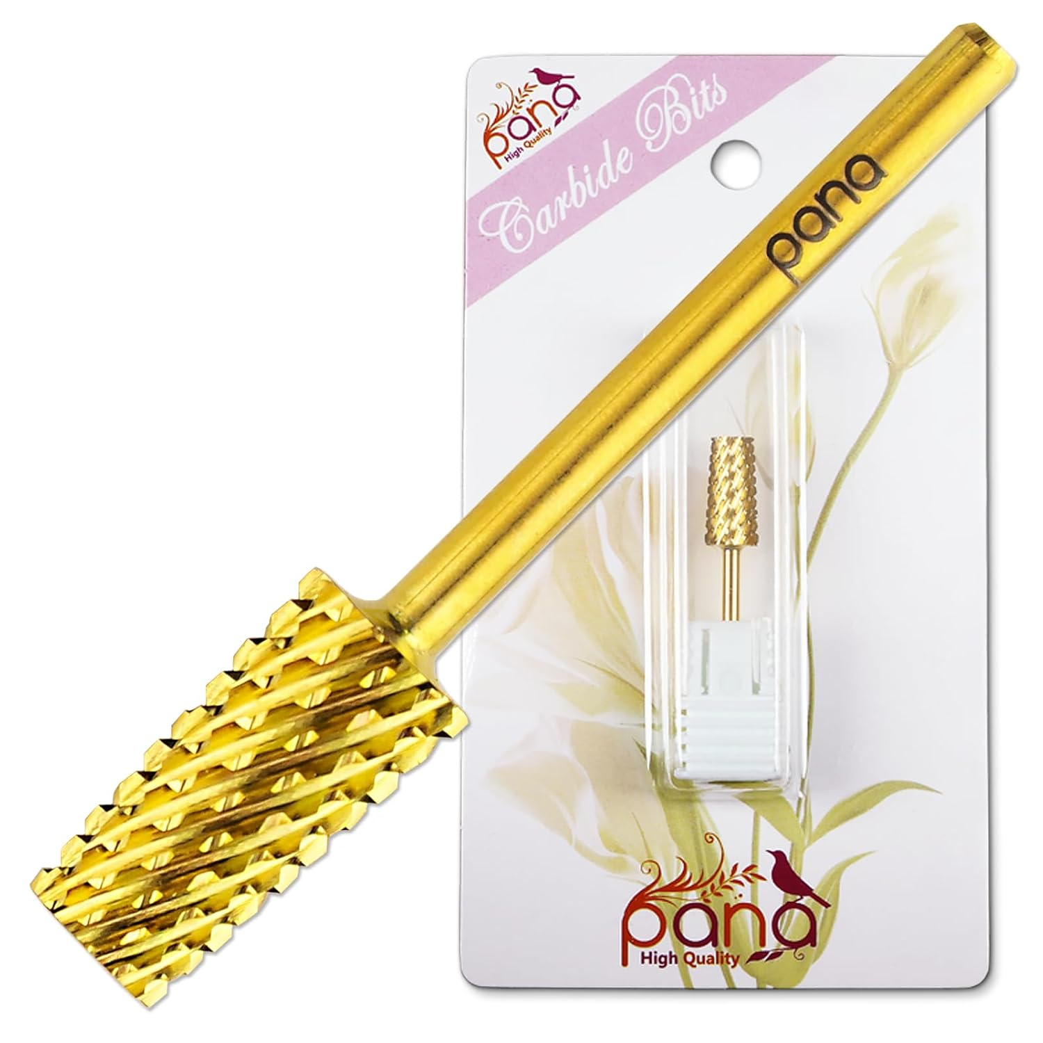 Extra Fine (Gold) : Premium Pana 3/32" Tapered Barrel Carbide Nail Bit -For Electric Dremel Drill Machine, Nail Art Design, Manicure, Pedicure, Nail File, Cuticle Clean Etc. (Extra Fine Grit