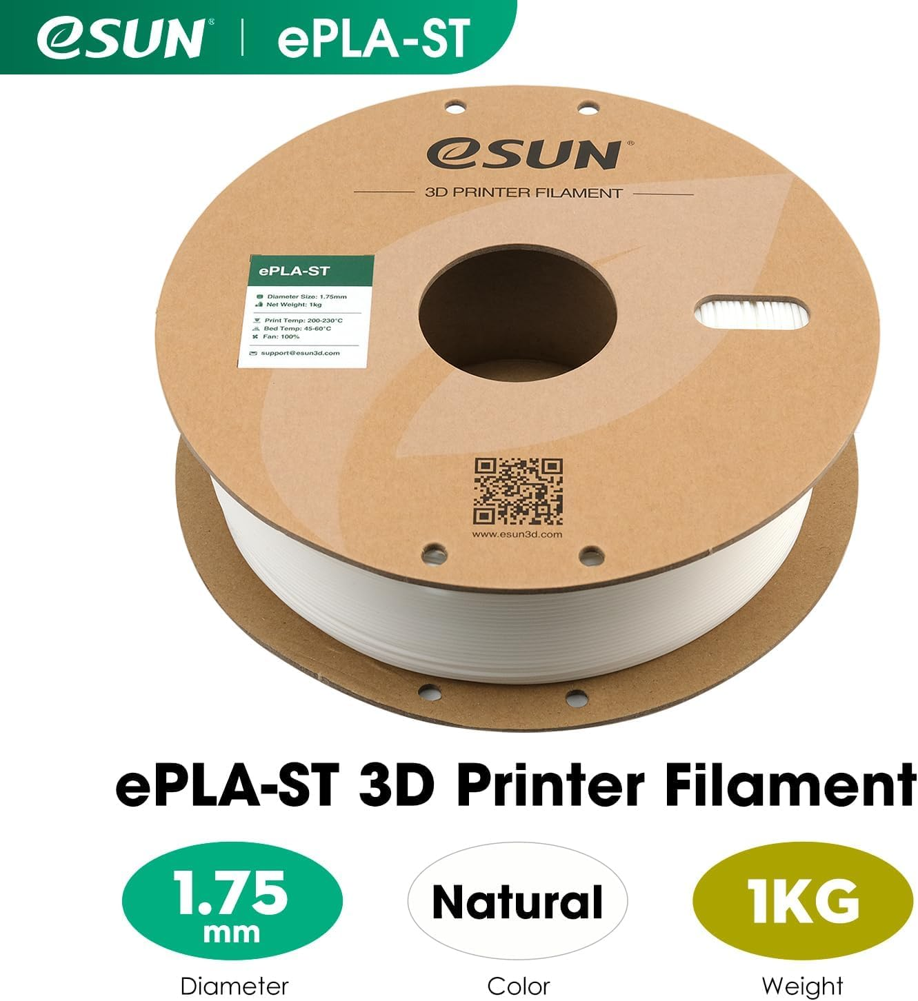 Esun 3D Printing Filament PLA Super Tough Spool 1.75Mm 1KG Dimensional Accuracy +/- 0.05Mm for 3D Printers,White - Grey image number 4