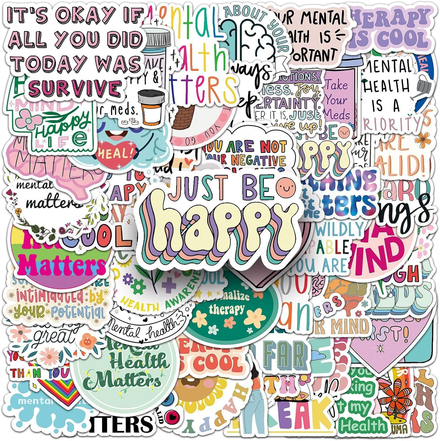 100 PCS Train Stickers Vinyl Waterproof Stickers for Boys,Girls,Kids,Children,Teens,Adults Decals for Laptop,Phone,Luggage,Computer,Skateboard,Bicycle,Water Bottle - Cute Hand-Painted Small Cat Stickers image number 3