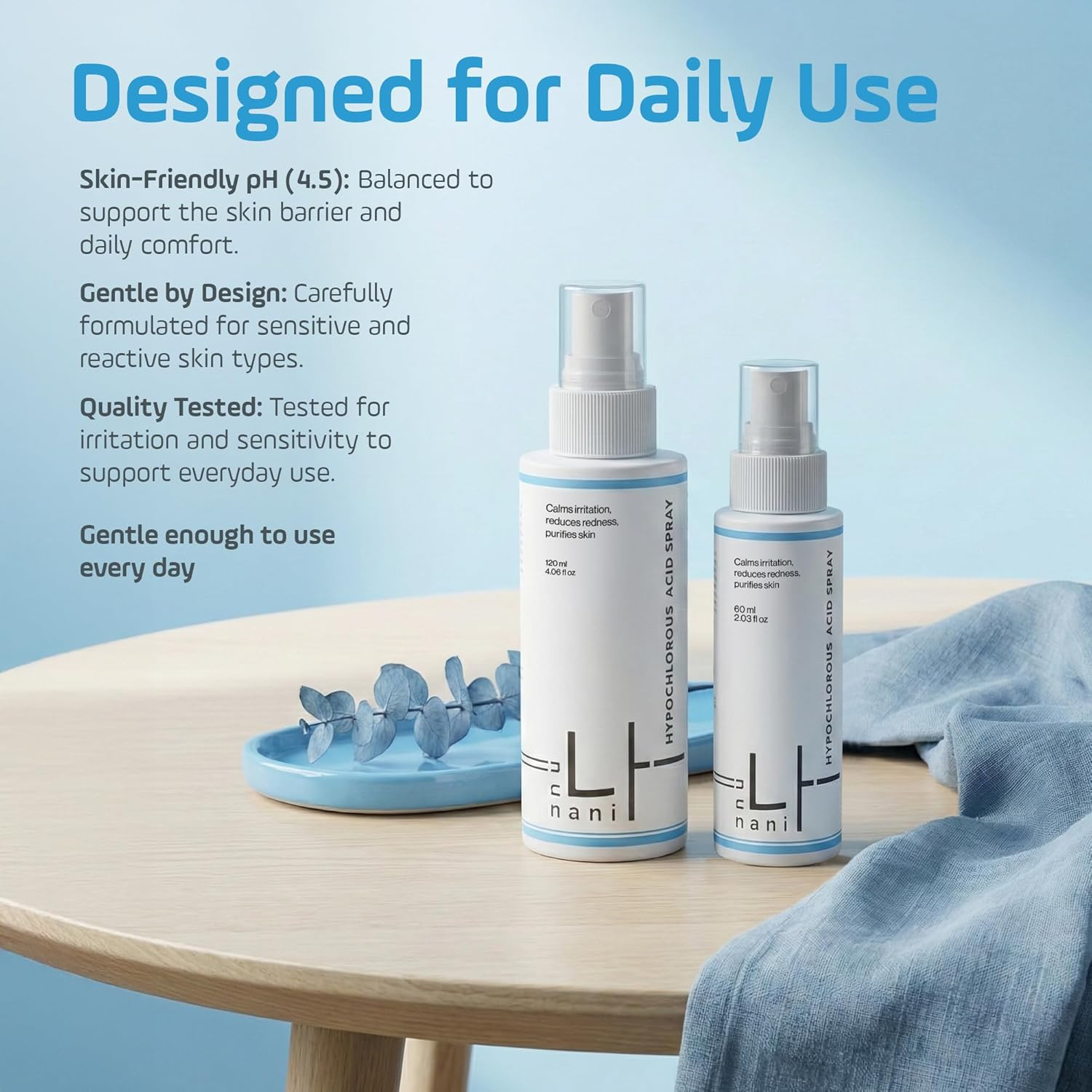 Hypochlorous Acid Facial Spray | Hocl Hydrating Skin Mist for Sensitive & Redness Prone Skin | Soothing Face Toner Alternative, Daily Refresh & Post Workout Mist 60Ml image number 3