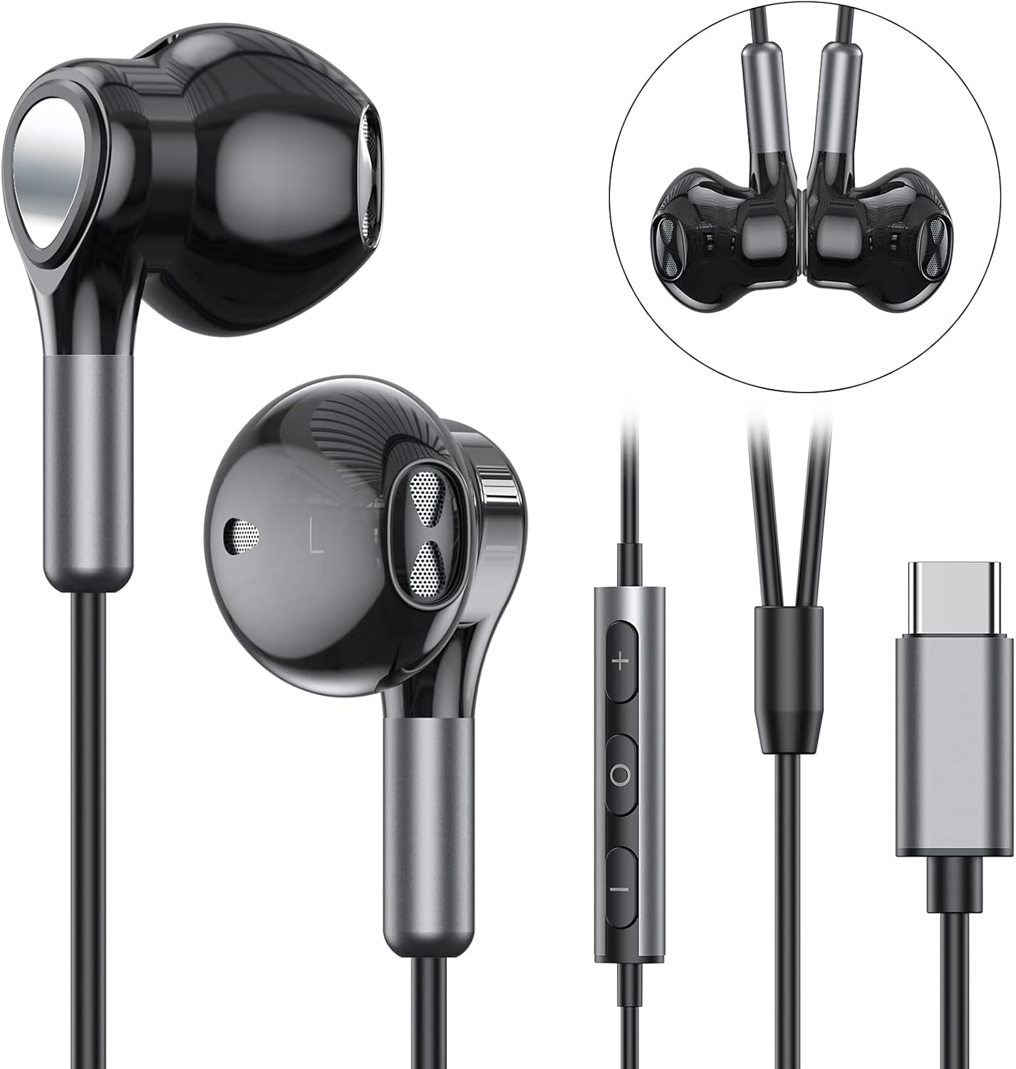 USB C Headphones for Samsung Galaxy S23 Ultra S22 S21 FE S20 A53 A54 USB C Earphones with Microphone In-Ear Headphones Wired Earbuds USB Type C Earphones for Ipad Pro 2022 Ipad Air 5/4/Mini 6, Pixel 7 image number 4