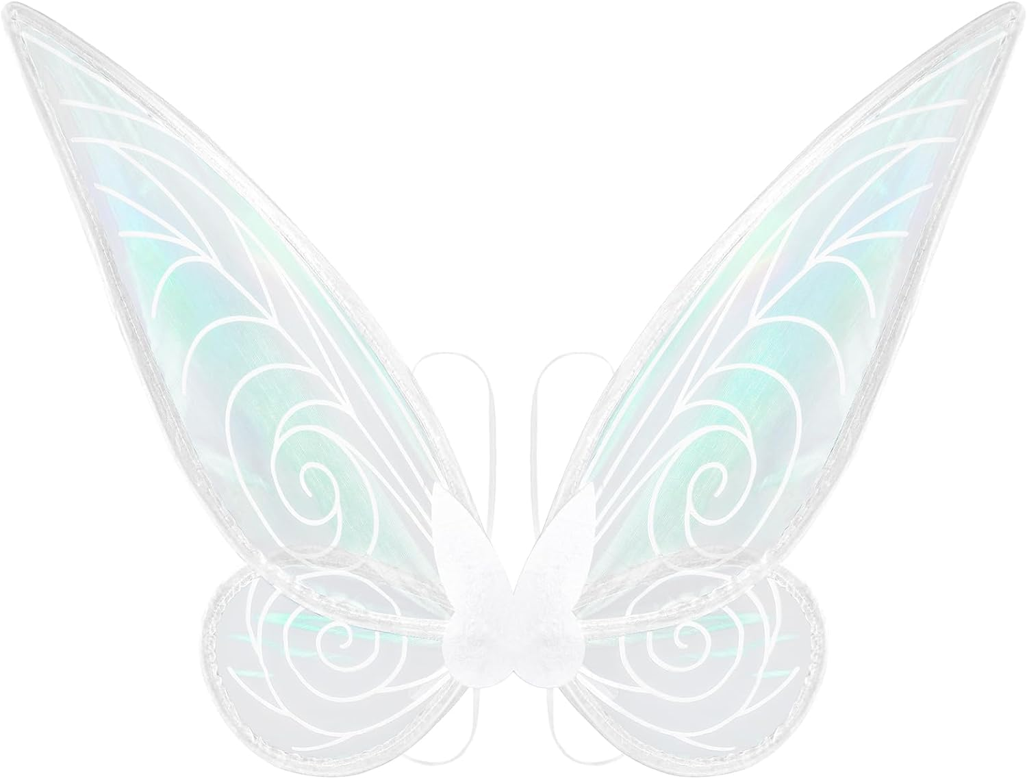 Butterfly Fairy Halloween Costume Angel Wings,Fairy Wings Dress up Sparkling Sheer Wings for Kids Girls Women (White) image number 1