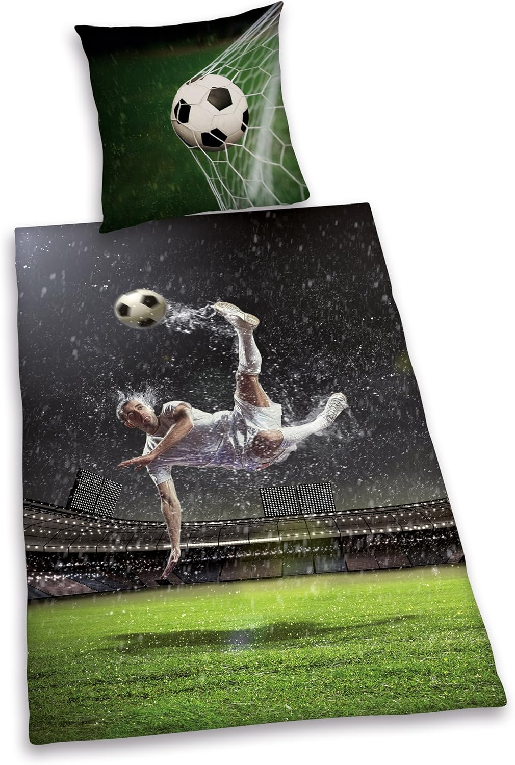 Herding Young Collection Bed Linen Set Football Reversible Duvet Cover 160 X 210 Cm and Pillowcase 65 X 100 Cm Cotton Renforc&eacute;