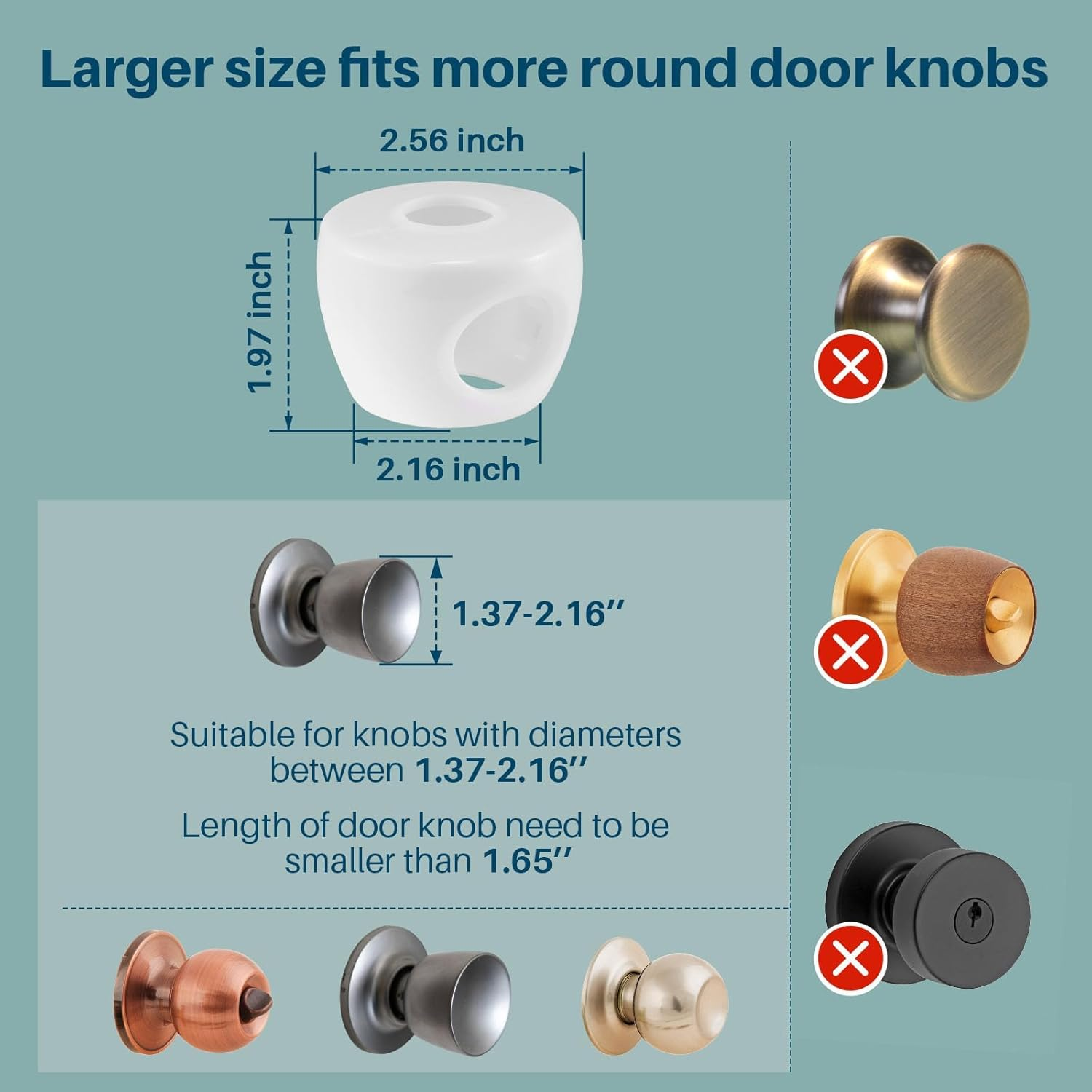 MILIOG Baby Proofing Door Knob Cover (4 Pack) - Child Safety Door Lock for Kids, Fit Most round Knobs 1.4"-2" | Non-Toxic Child Proof Door Knob Covers | Durable Toddler Proof Door Handle Cover, White image number 6