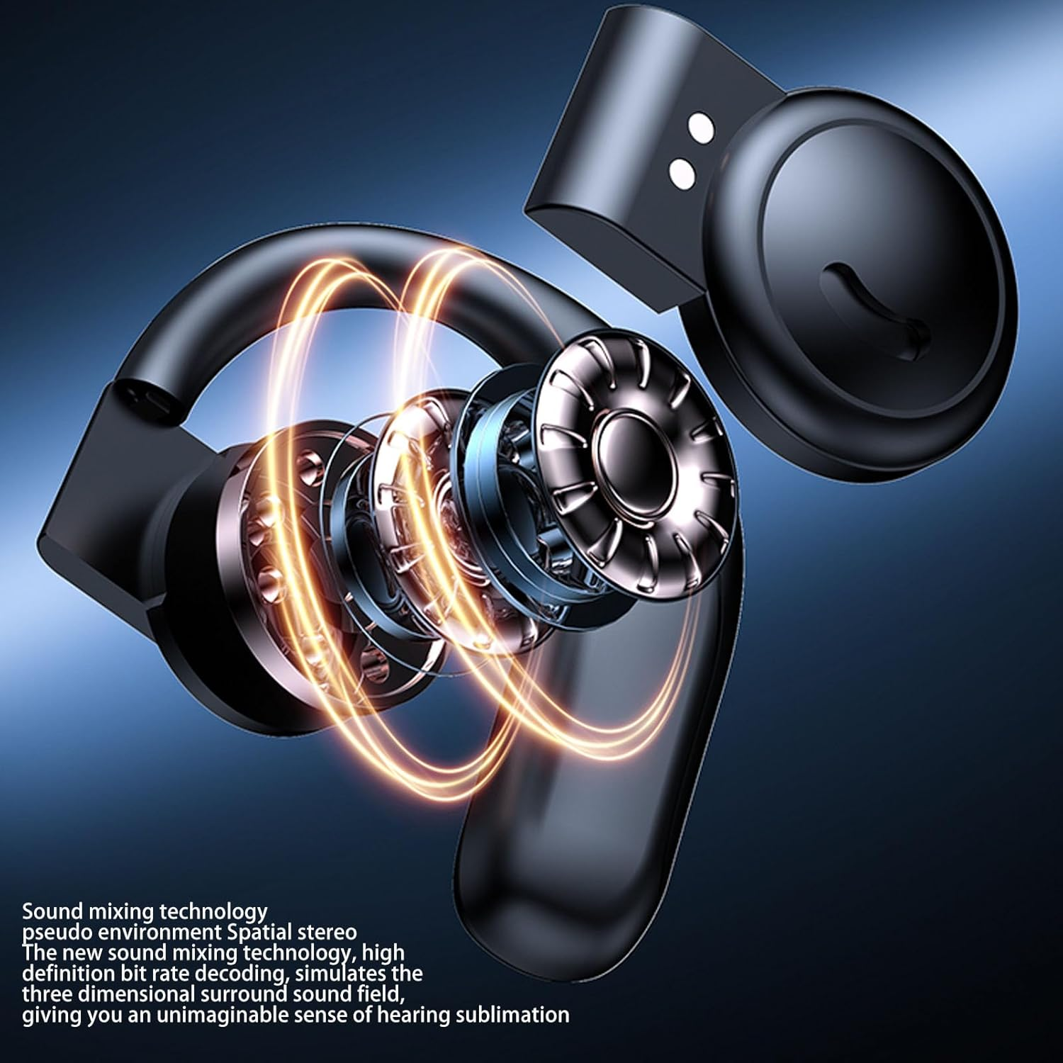 Cuifati Wireless Bone Conduction Headphones 5.3 IPX7 Waterproof Subwoofer Earbuds with Charging Case for Sports image number 5