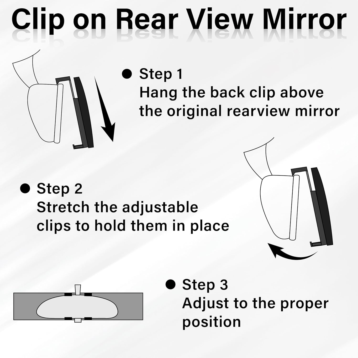 Rear View Mirror, Universal 11.4 Inch Interior Clip on Panoramic Convex Mirror, HD anti Glare Wide Angle and Reduce Blind Spot, Extended Rear View Mirror for Cars, Suvs, Trucks, Vehicles image number 4