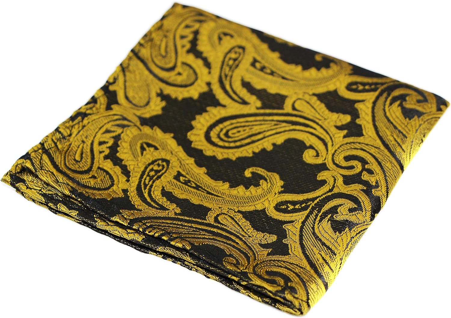 Mens Mustard & Black Paisley Pocket Square Mustard/Black
