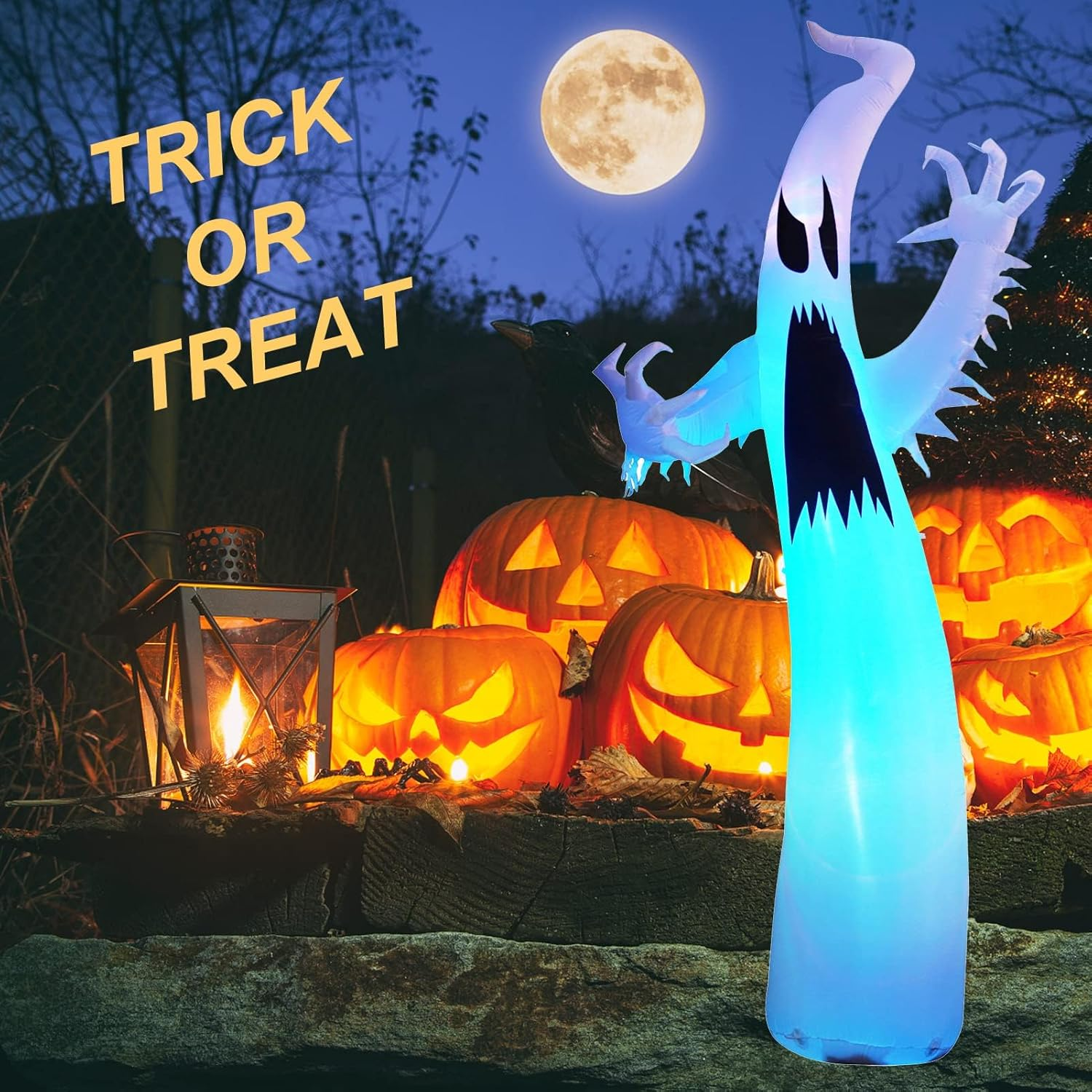 11.8 Feet Halloween Inflatables Ghost Outdoor Decorations, Halloween Blow up Yard Decoration with Colorful Changing Led Lights for Halloween Indoor Outdoor Yard Lawn Garden Party Decor image number 2