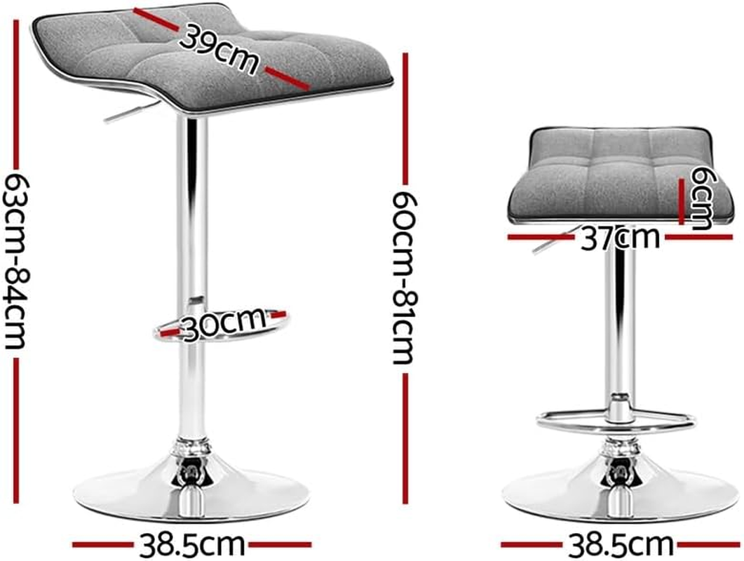 Artiss Bar Stools Stool Set of 2 Adjustable Kitchen Swivel Counter Barstools Dining Chair Chairs Gas Lift Fabric Grey in 68-81Cm Seat Height Floor for Home Bar Dining Room Cafe Outdoor Indoor image number 1