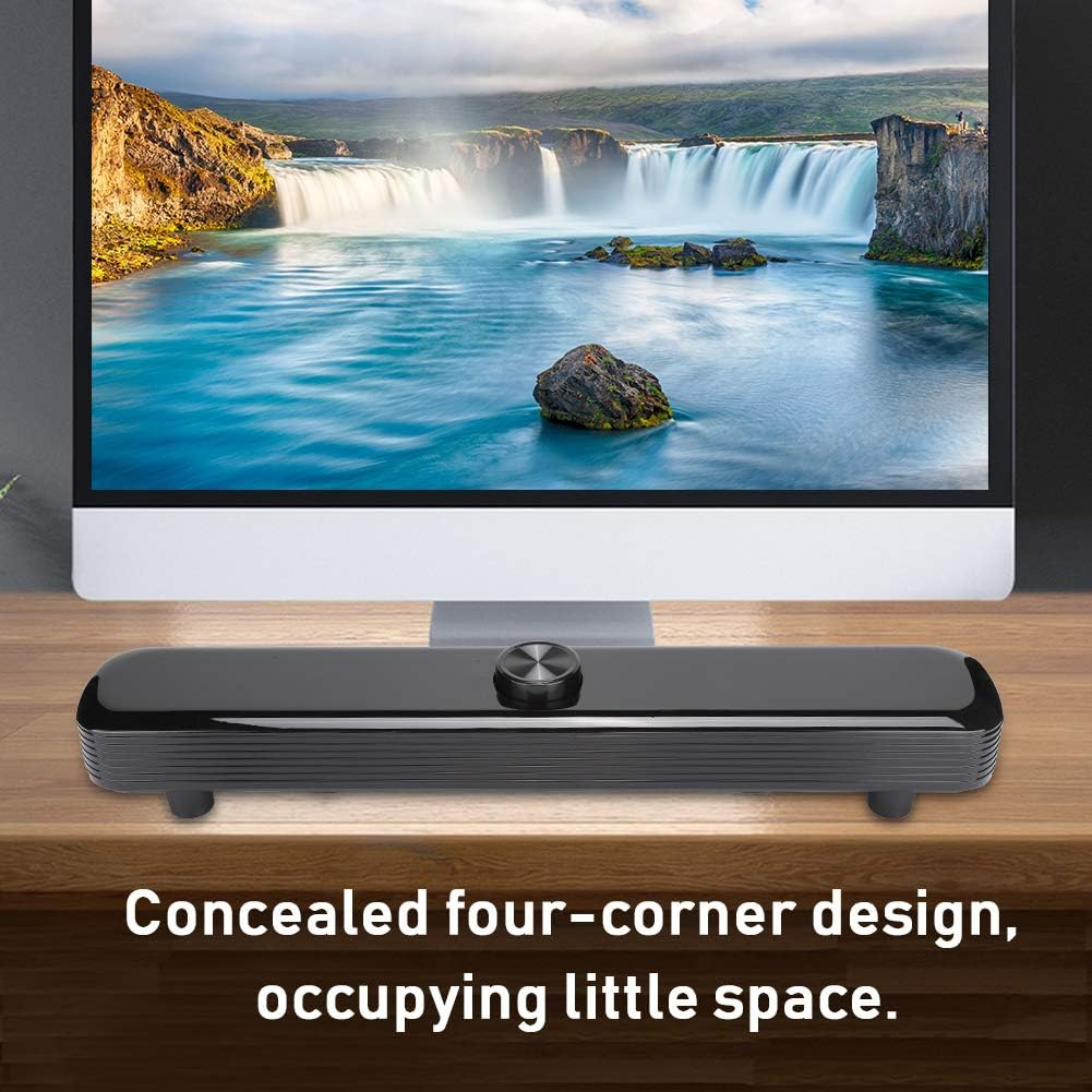 Dc5V/Usb Soundbar Speaker,Portable Wired Long Strip Stereo Music Player Bass Sound Box Multimedia Table Dual-Speaker Soundbar for Laptop/Tv/Smartphone/Tablet/Computer PC image number 6