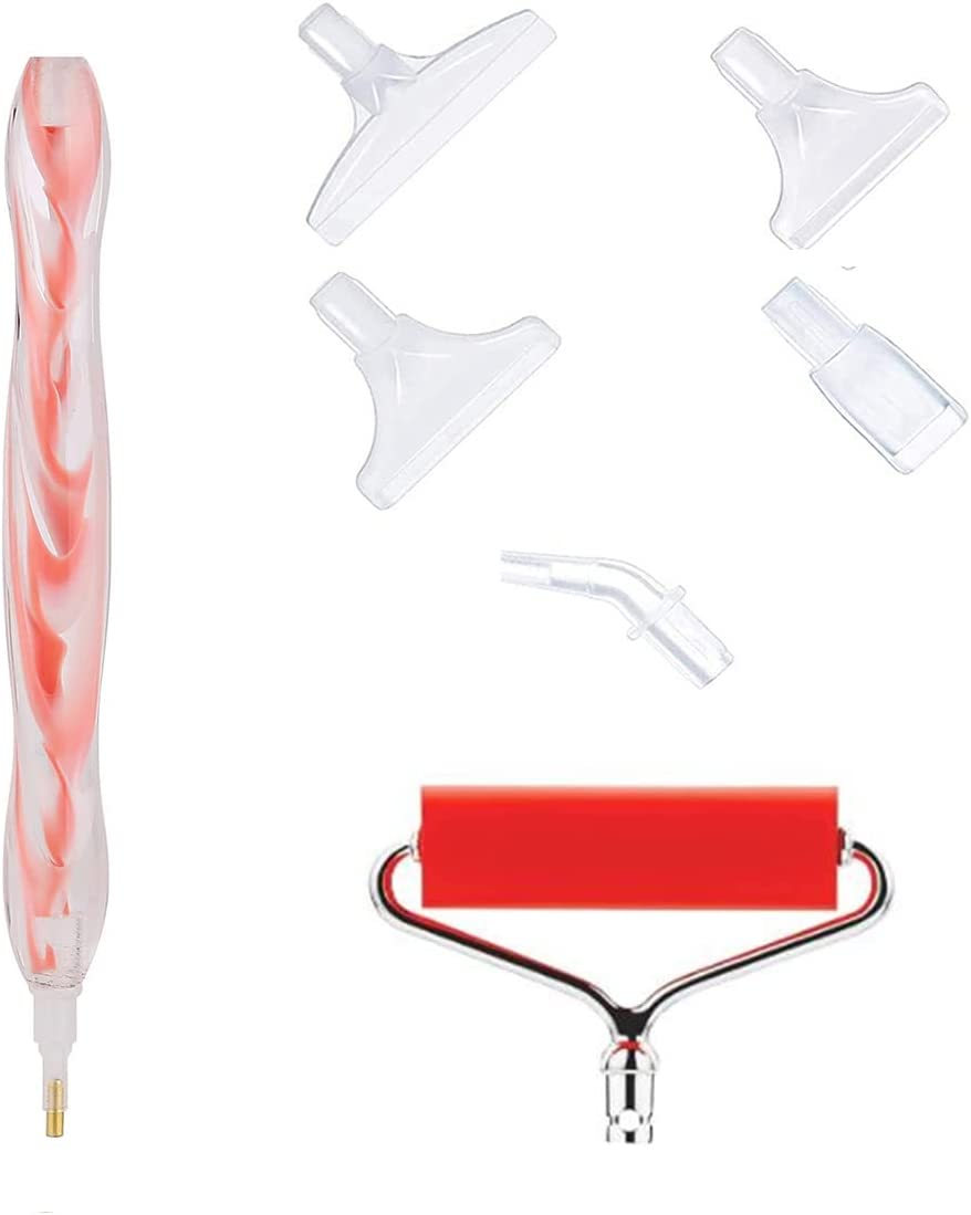 HIGHROCK Diamond Painting Resin Pen Accessories Tools Set, 5D Diamond Art Roller Tools and Accessories Set Dots round Square Drill Wax Pens (Pink) image number 2