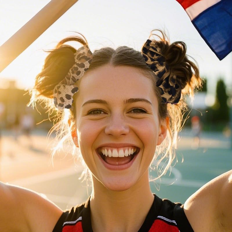 Vintage Leopard Print Scrunchie Set - Soft Multi Colored Leopard Print Hair Ties for Girls Women Boho Elastic Satin Scrunchies Stretchy Hair Ties for Buns Ponytail Holders for Braids Scrunchies 3 Pcs image number 5