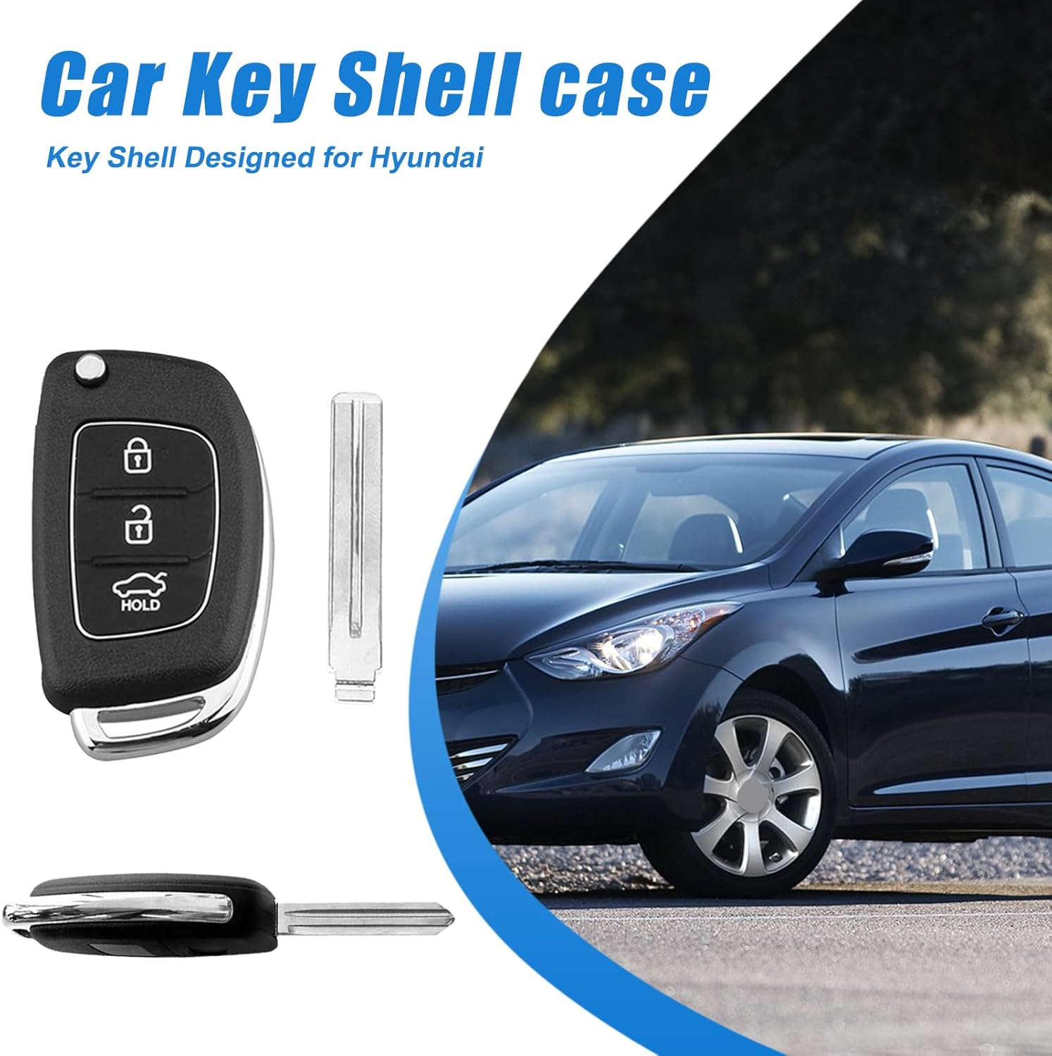 YQDUVNEY Remote Key Shell Replacement Key Shell 3 Buttons Flip Folding Car Key for Hyundai, Santa Fe, Sonata, Ix25/Ix35/Ix45, Tucson, Accent, Verna, Solaris, and Elantra image number 2
