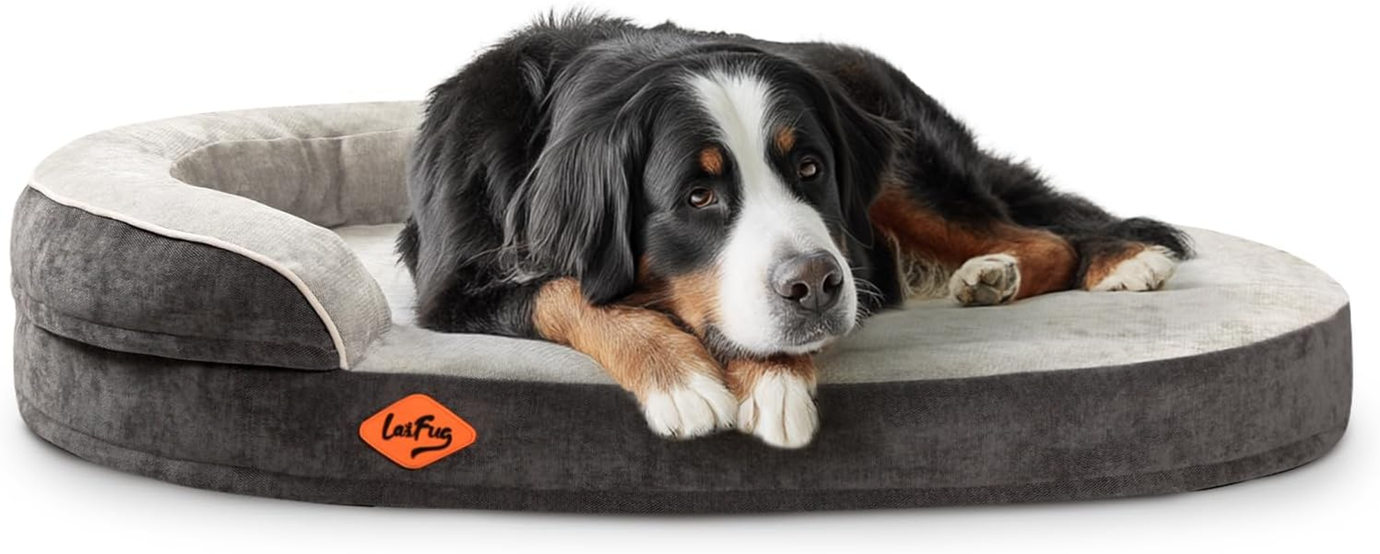 Laifug Memory Foam Oval Dog Bed (44X30X9Inches, Grey), Orthopedic Dog Bed for Dogs with Durable Waterproof Liner & Removable Washable Cover & Nonskid Bottom