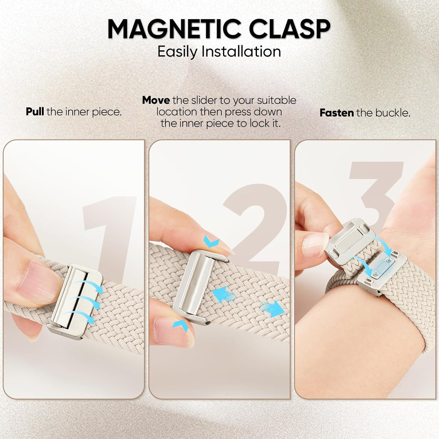 4 Pack Braided Stretchy Band with Magnetic Clasp Compatible with Apple Watch Bands 38Mm 40Mm 41Mm 42Mm 44Mm 45Mm 46Mm 49Mm Women Men,Elastic Nylon Sport Solo Loop for Iwatch Series 10 9 8 7 6 5 4 3 Ultra SE image number 7