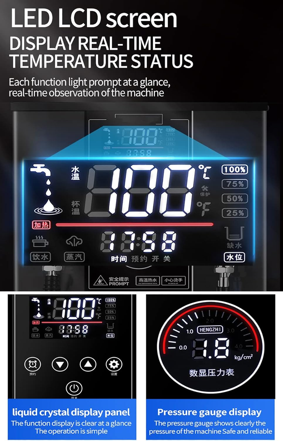 Commercial Multi-Purpose Milk Frother 12L Steam Milk Frothing Machine Full-Automatic Boiling, Electric Milk Foam Maker LED Display for Espresso Coffee Tea Coffee Shop Dessert Shop Hotel Milk image number 1