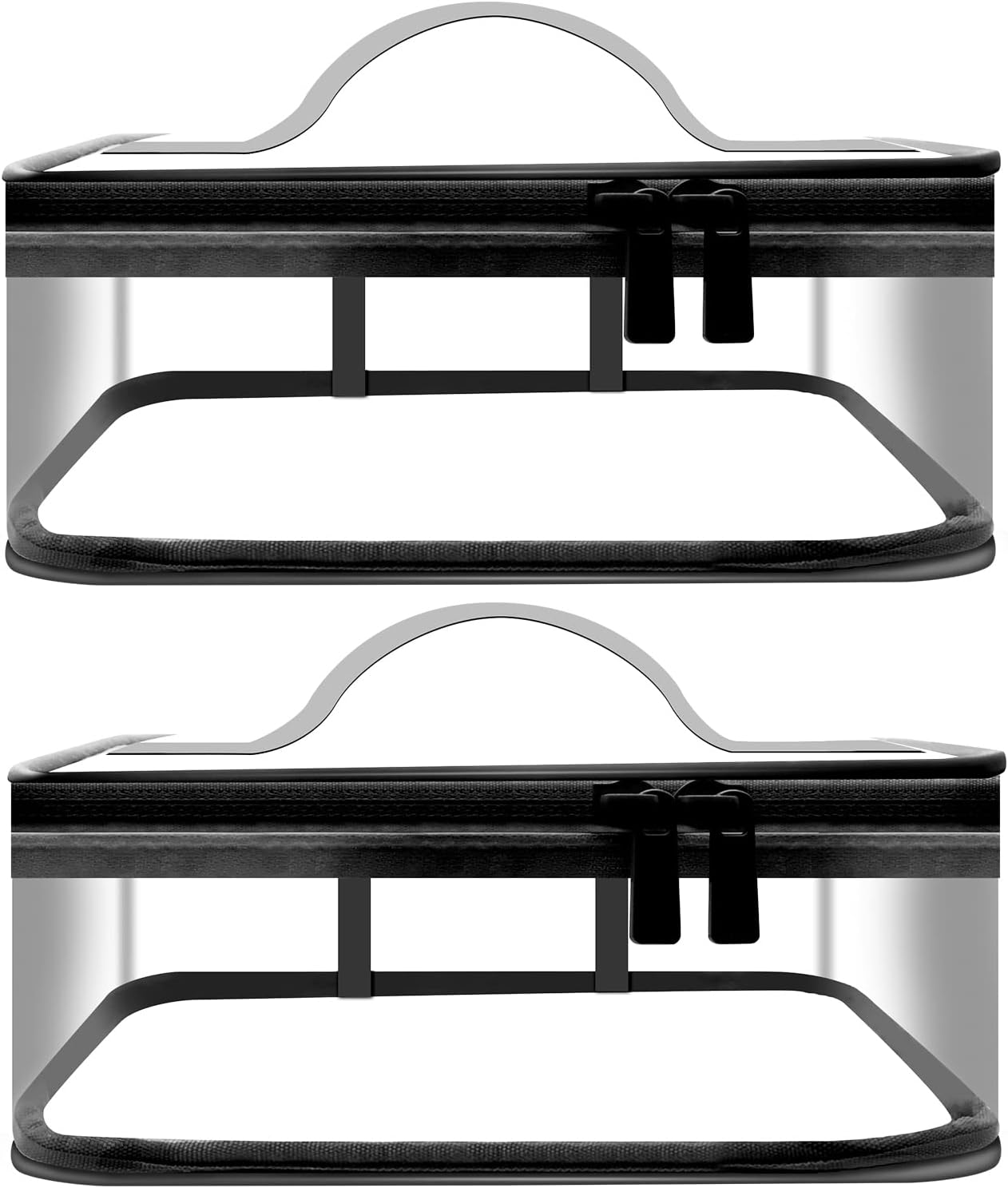 MYYZMY Clear Makeup Bags, 2 Pcs Transparent Cosmetic Bags, Black