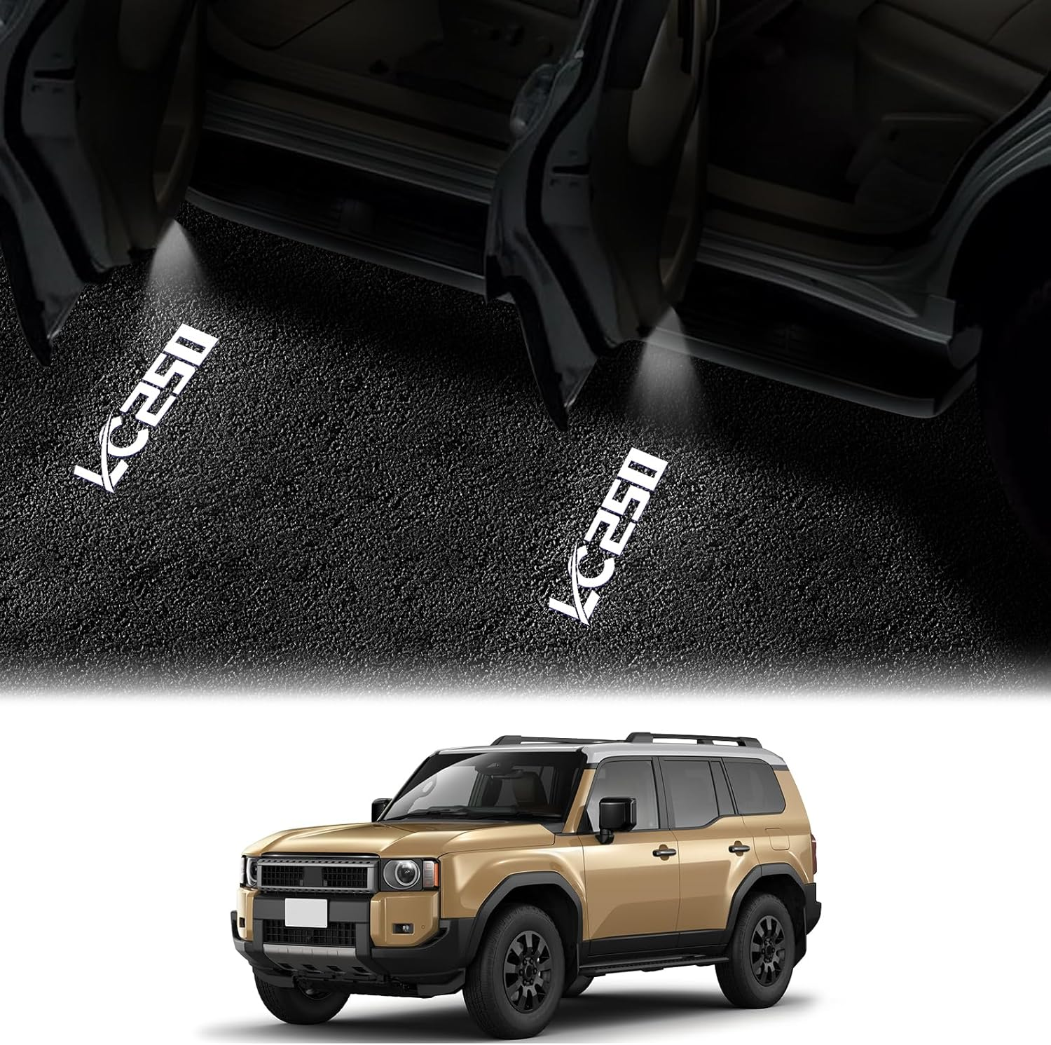 Car Door Courtesy Lamp Logo Welcome Projection Durable LED Light, Fade-Free Logo Projection for 2024 2025 2026 Toyota Land Cruiser Prado 250 LC250 Interior Modification Accessories Decoration Lighting