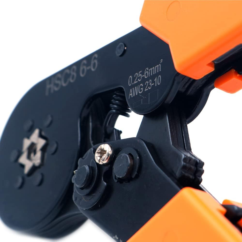 ZONADA Adjustable Ratcheting Ferrule Hexagonal Hex Crimper Pliers Tool Orange Size 0.25~6.0Mm AWG 23 &ndash; 10 image number 3