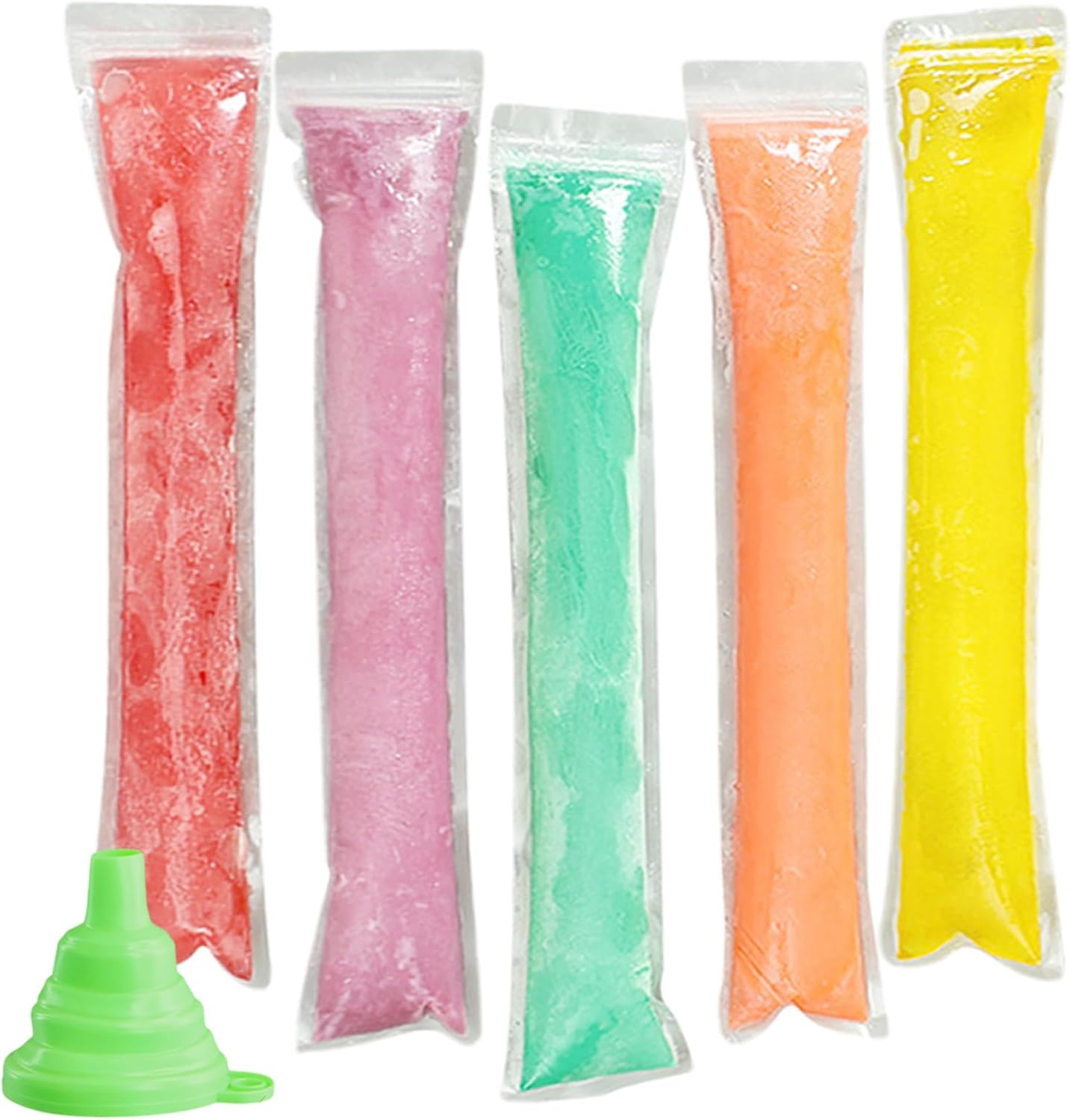 100PCS Ice Pop Bags Reusable, Reusable Ice Pop Pouches, Ice Pop Plastic Bags with Zip Seals and Funnel, Ice Pop Mold, Ice Candy Plastic Bag, Ice Lolly Bags for Snacks, Juice, Fruit, Milk image number 2